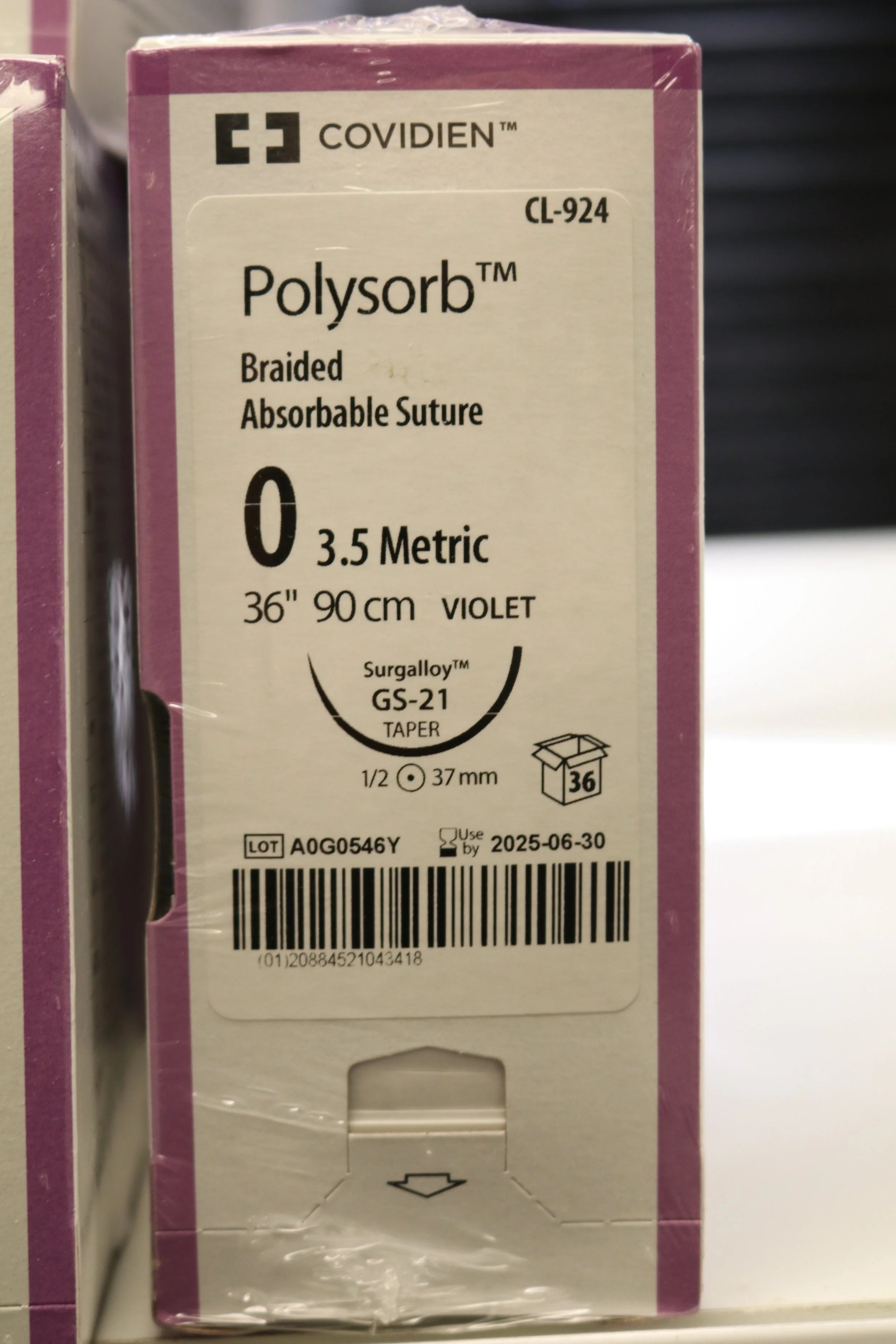 Covidien | CL-924 | Polysorb Braided Absorbable Suture 0 3.5 Metric 36" 90cm VIOLET