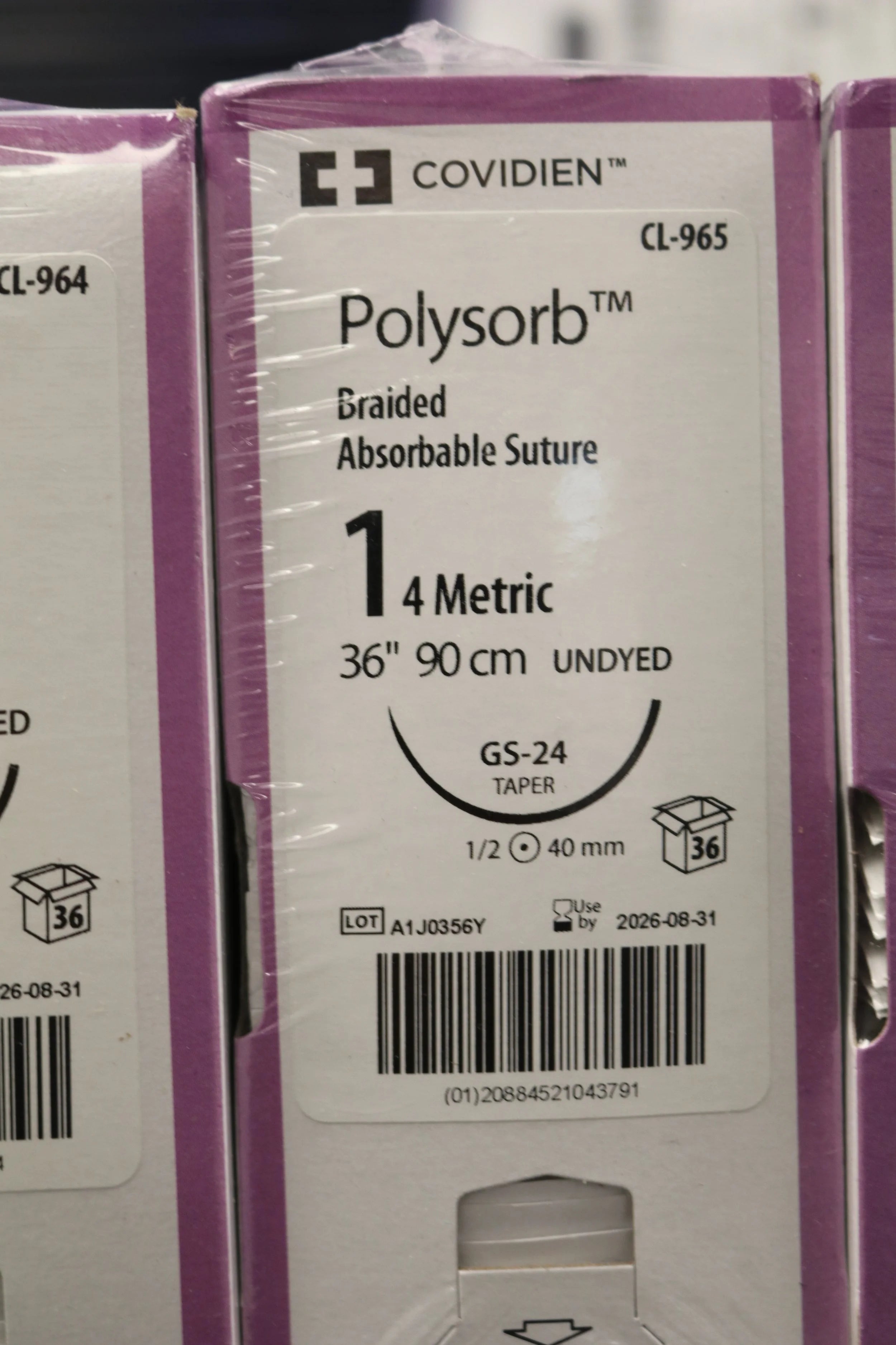 Covidien | CL-965 | Polysorb Braided Absorbable Suture 1 4 Metric 36" 90cm UNDYED