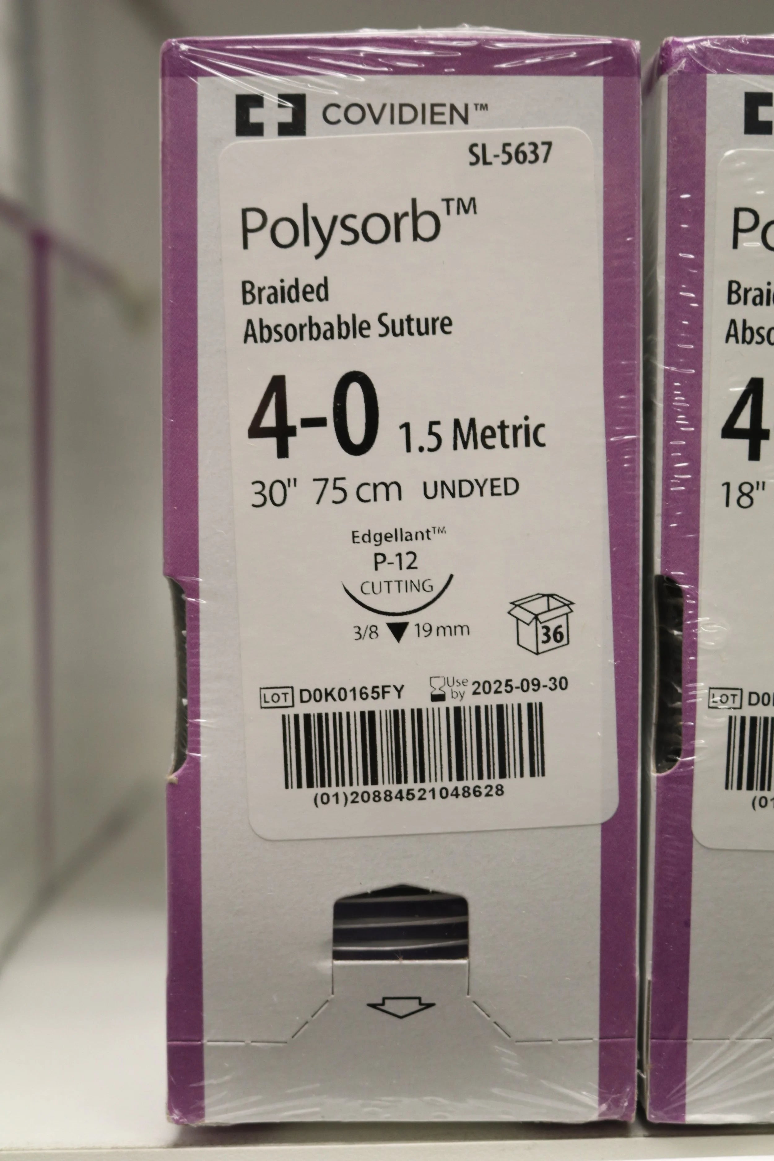 Covidien | SL-5637 | Polysorb Braided Absorbable Suture 4-0 1.5 Metric 30" 75cm UNDYED