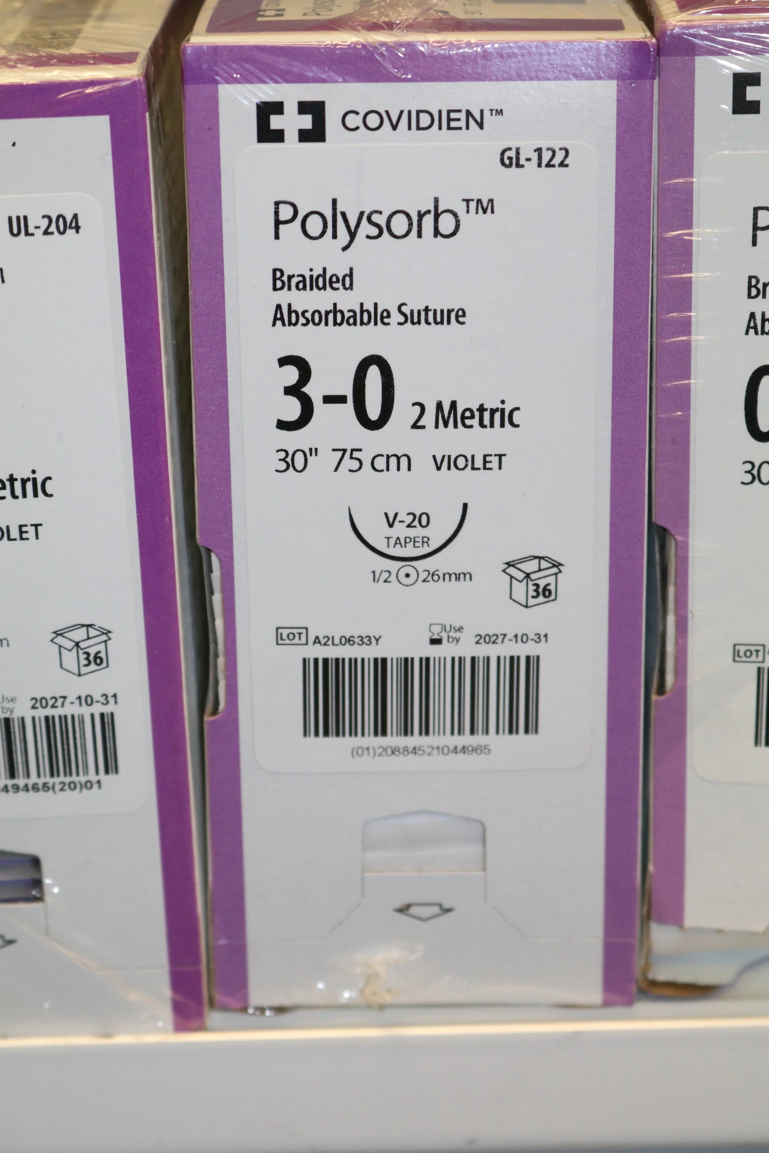 Covidien | GL-122 | Polysorb Braided Absorbable Suture 3-0 2 Metric 30" 75cm VIOLET