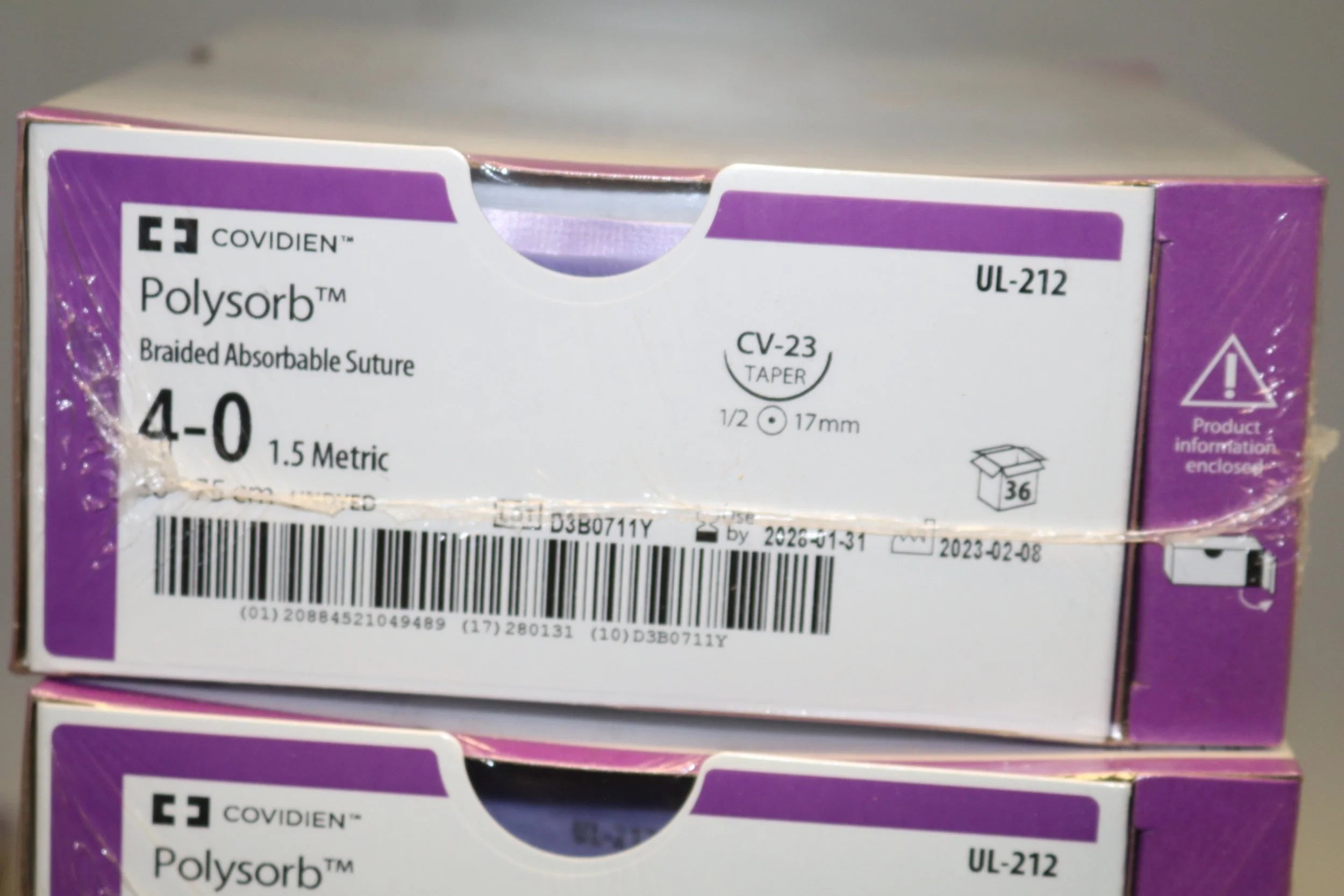 Covidien | UL-212 | Polysorb Braided Absorbable Suture 4-0 1.5 Metric 30" 75cm UNDYED