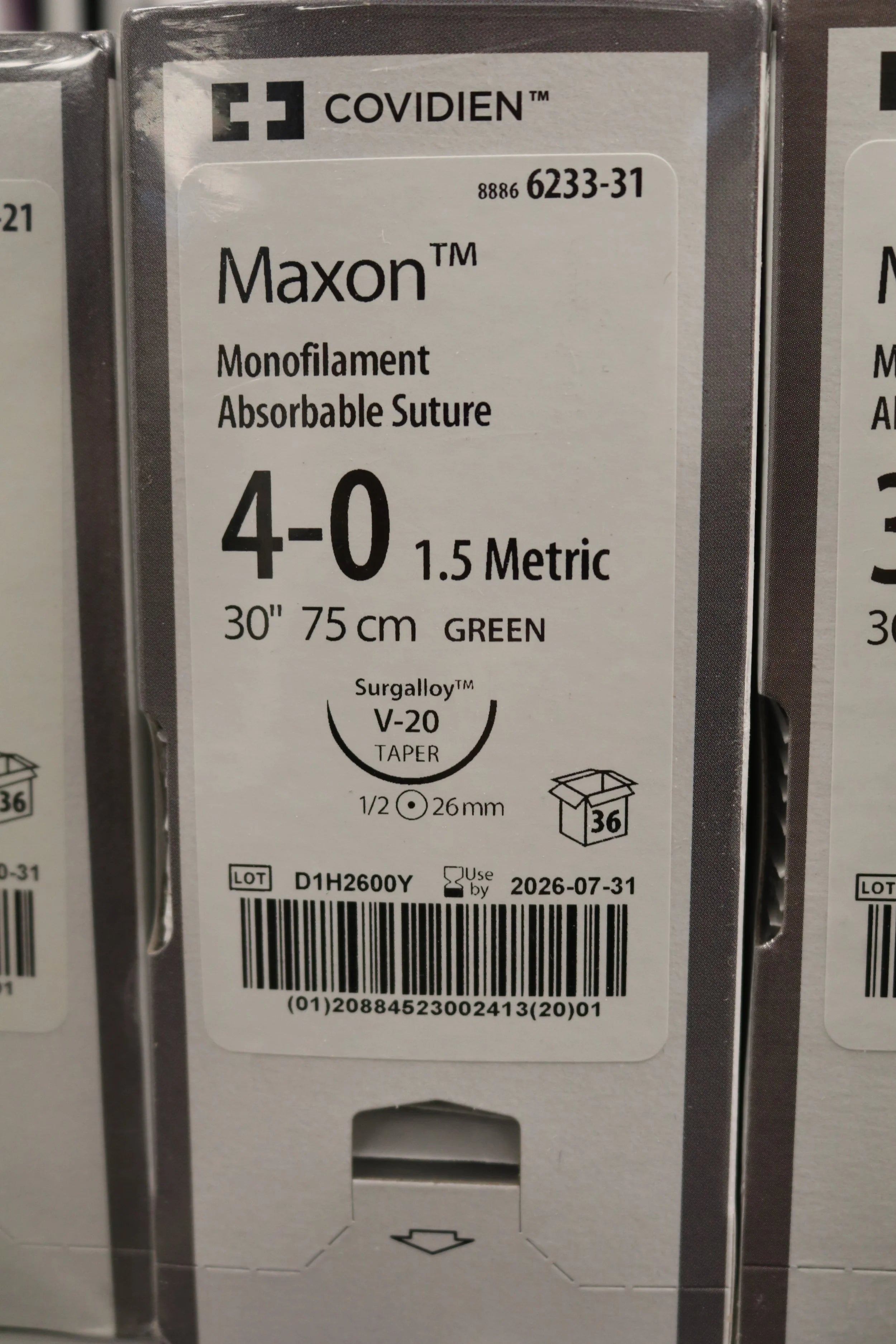 Covidien | 6233-31 | Monofilament Absorbable Suture 4-0 1.5 Metric 30" 75cm GREEN