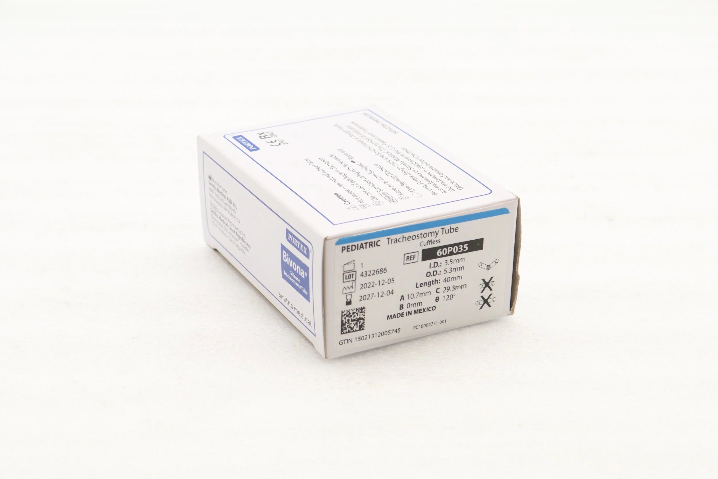Smiths Medical | 60P035 | BIVONA PEDIATRIC TRACHEOSTOMY TUBE CUFFLESS