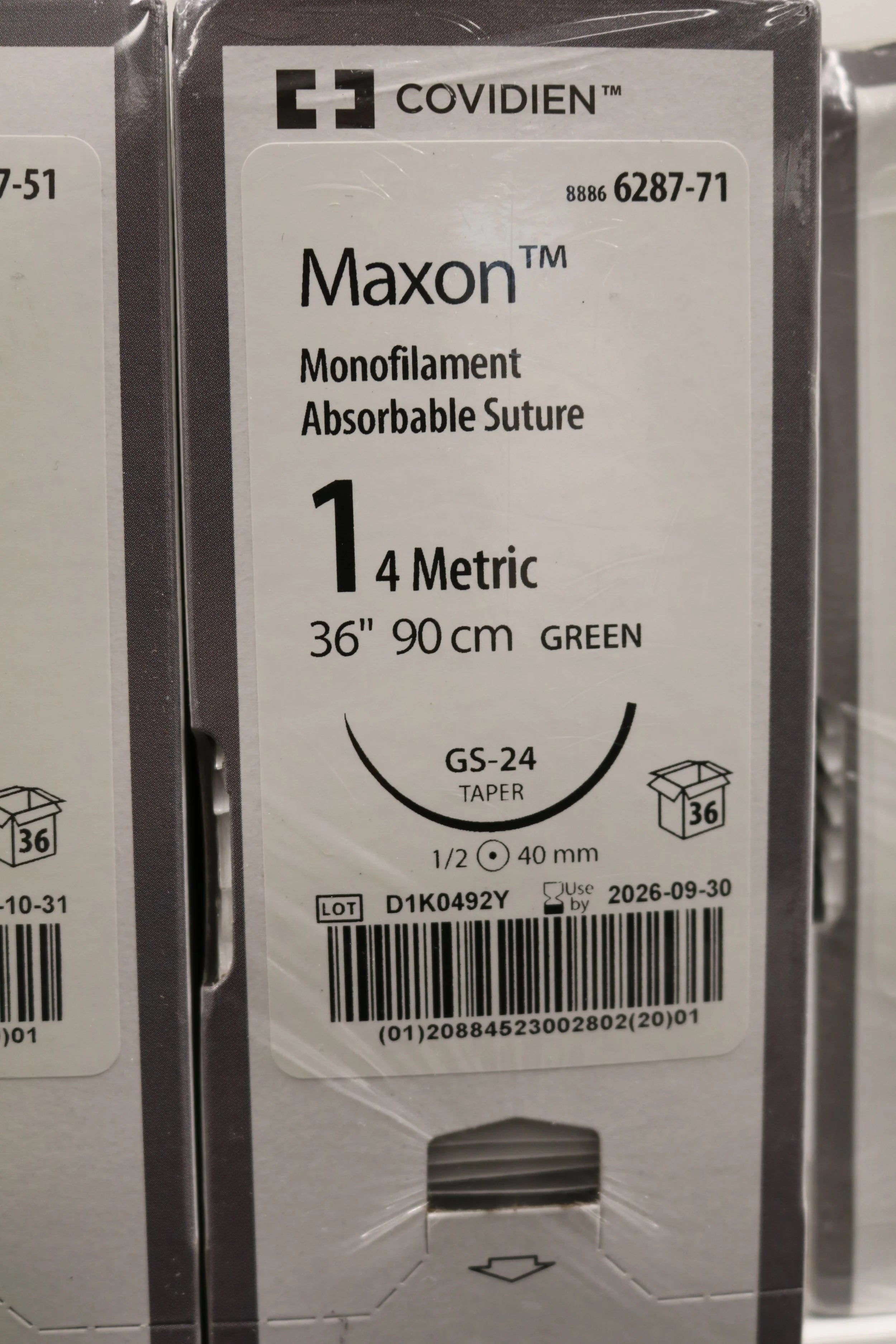 Covidien | 6287-71 | Monofilament Absorbable Suture 2-0 3 Metric 36" 90cm GREEN