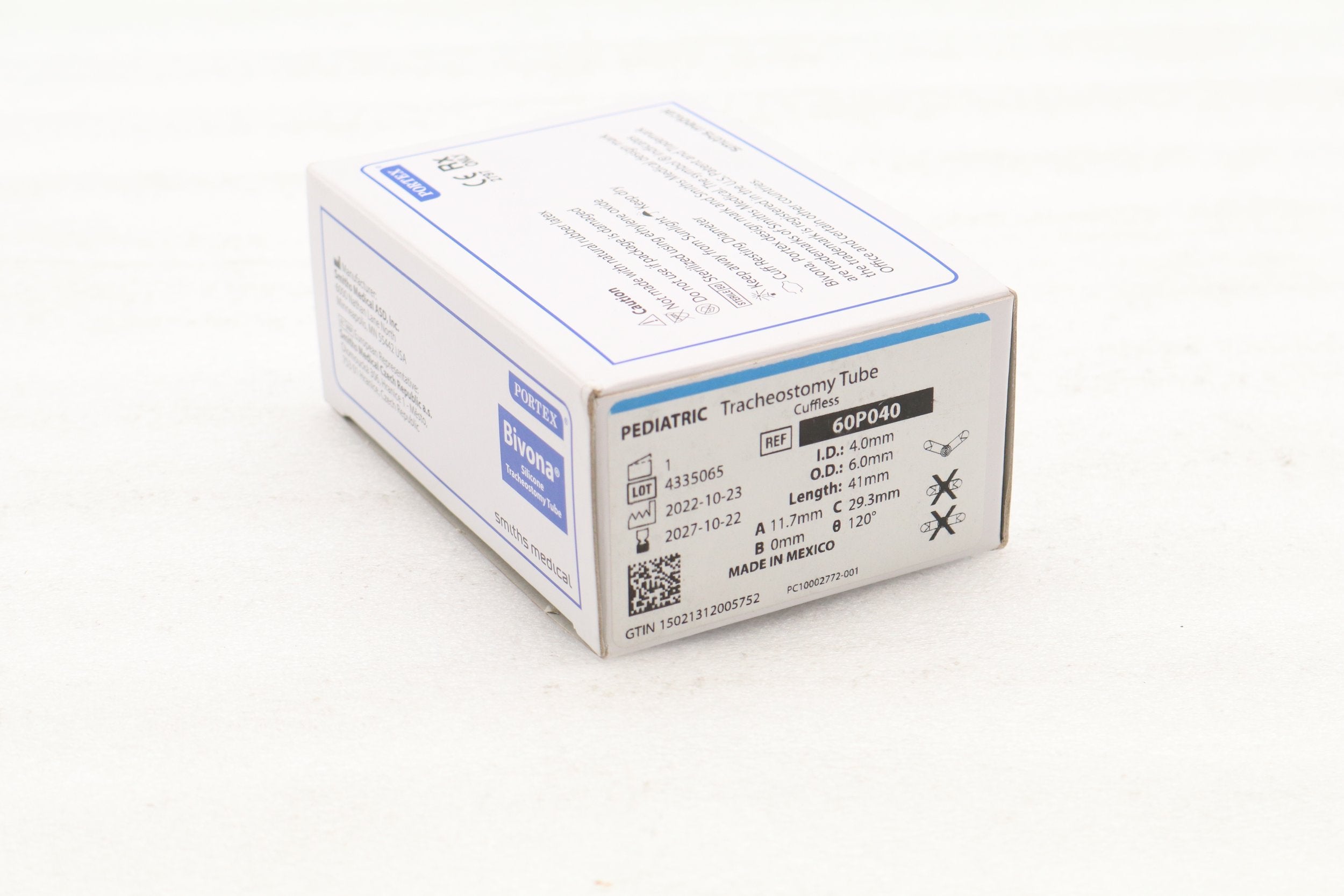 Smiths Medical | 60P040 | BIVONA PEDIATRIC TRACHEOSTOMY TUBE CUFFLESS