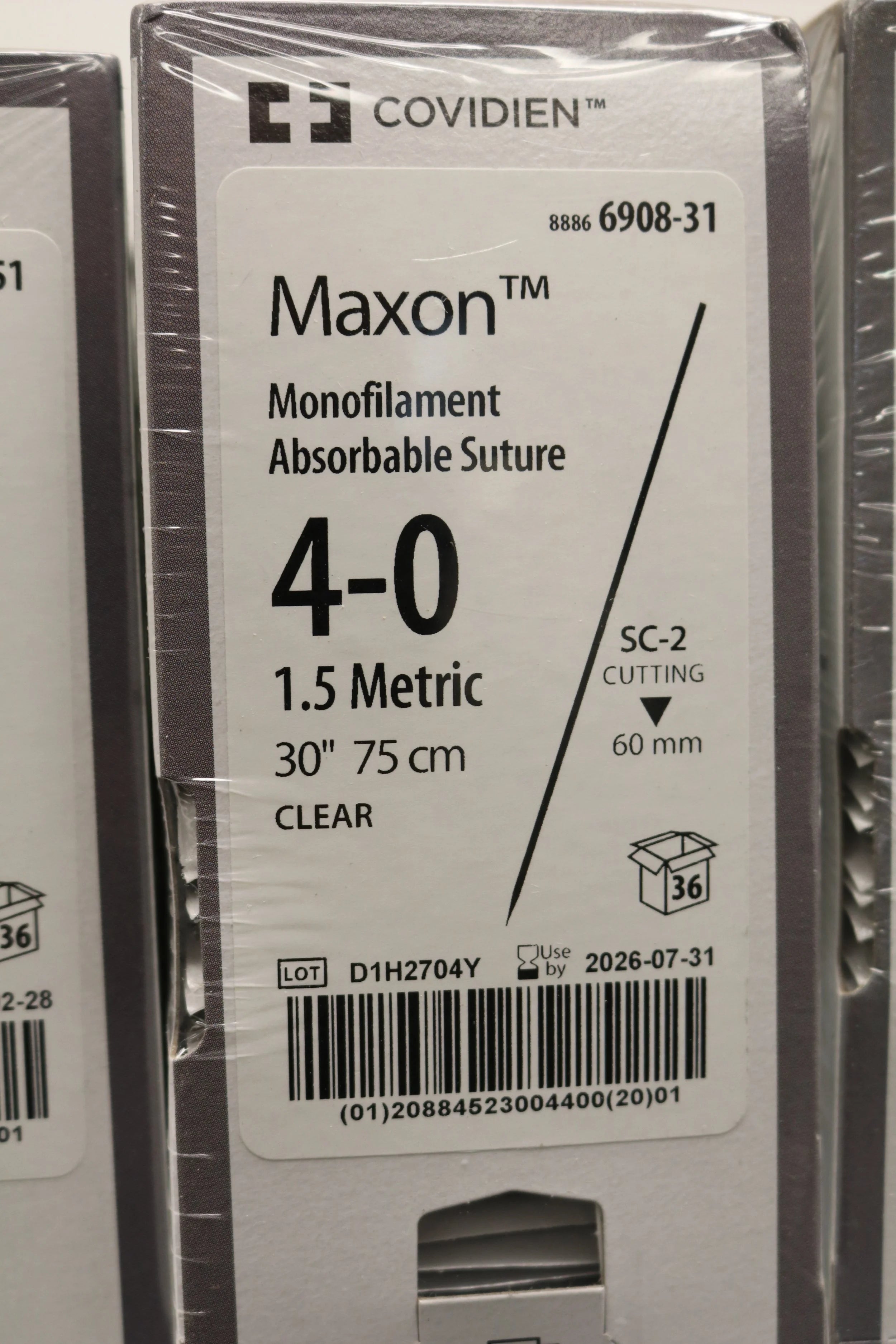 Covidien | 6908-31 | Monofilament Absorbable Suture 4-0 1.5 Metric 30" 75cm CLEAR