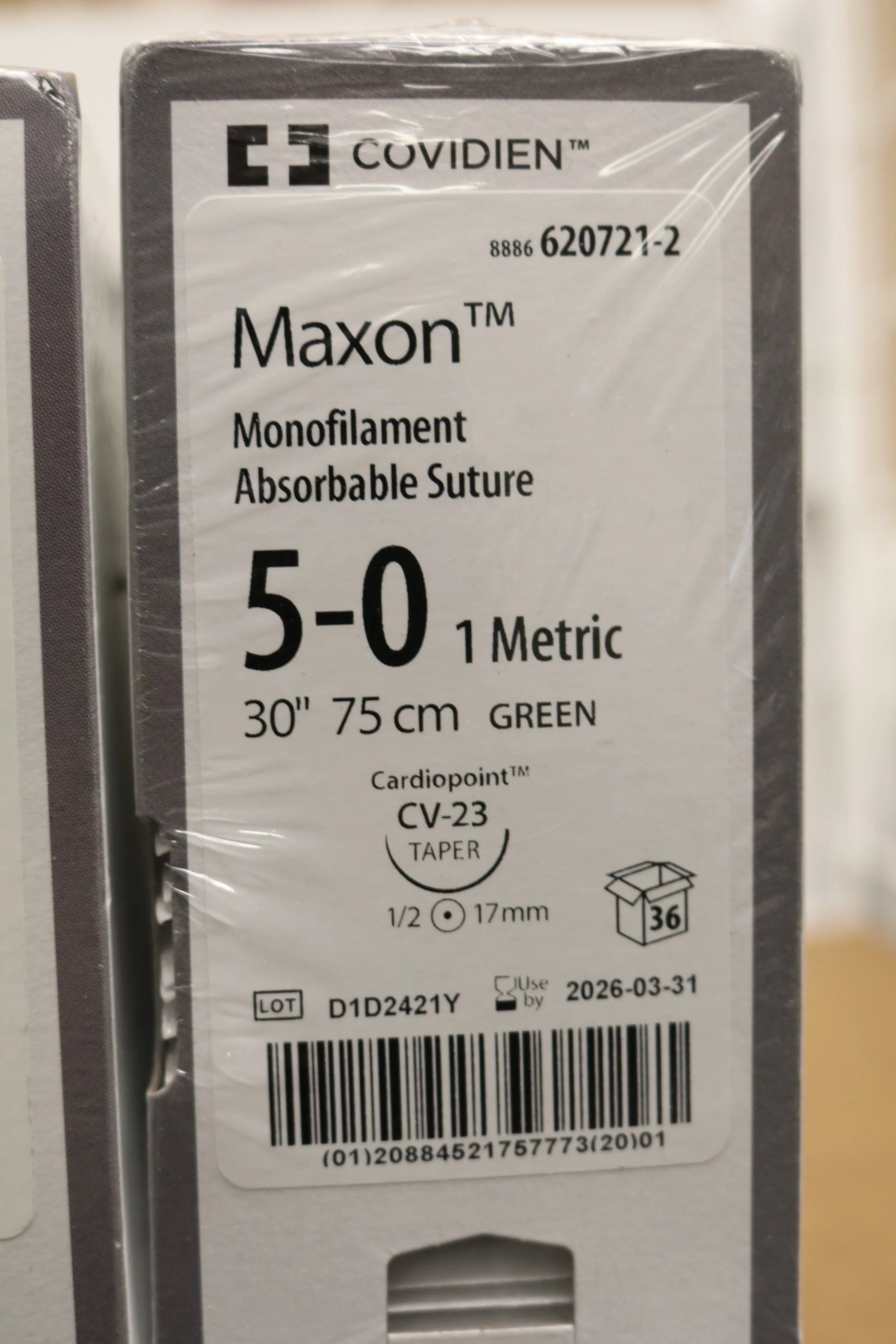 Covidien | 620721-2 | Monofilament Absorbable Suture 5-0 1 Metric 30" 75cm GREEN