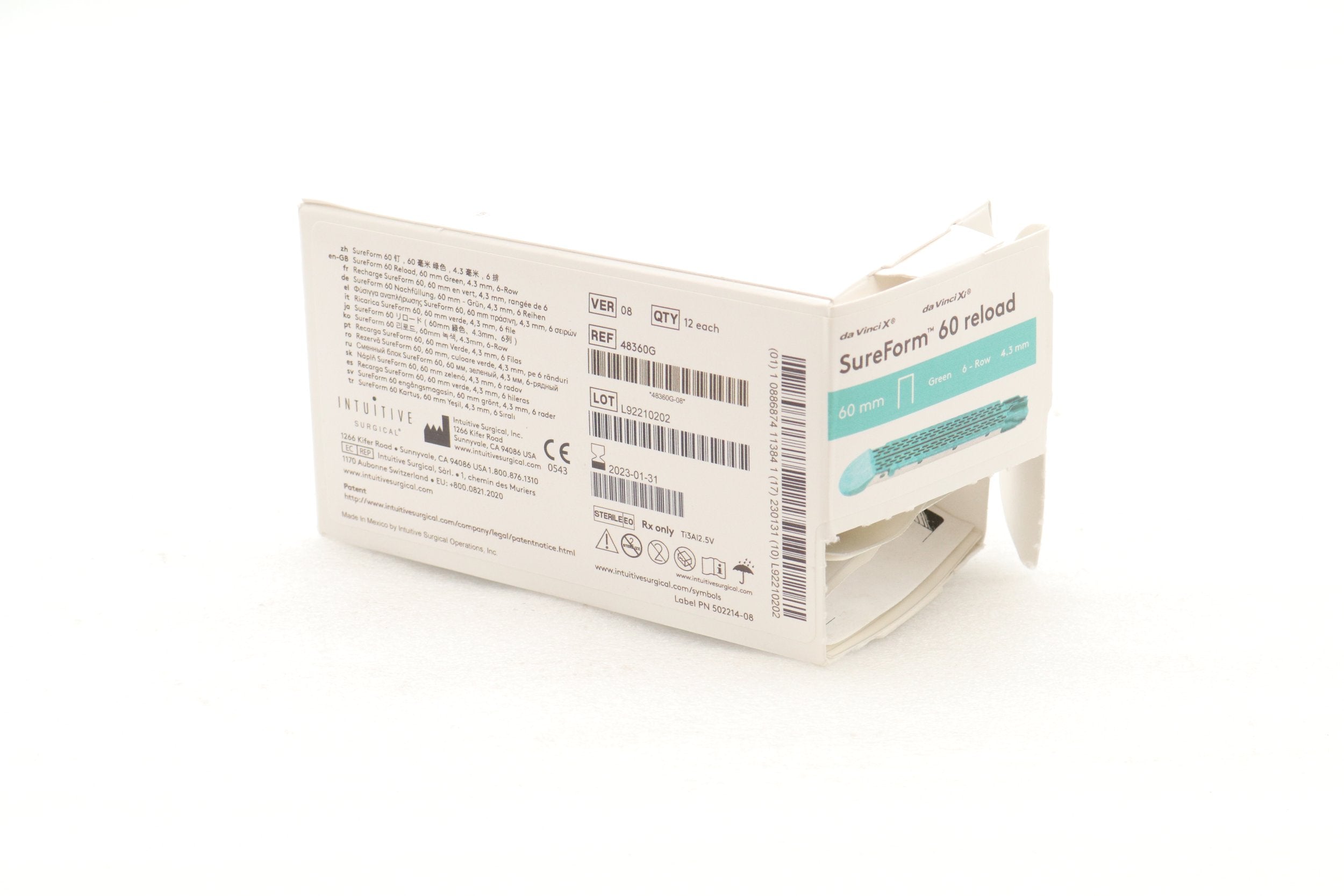 Intuitive Surgical | 48360G | da Vinci SureForm 60 Reload, Six-Row Green