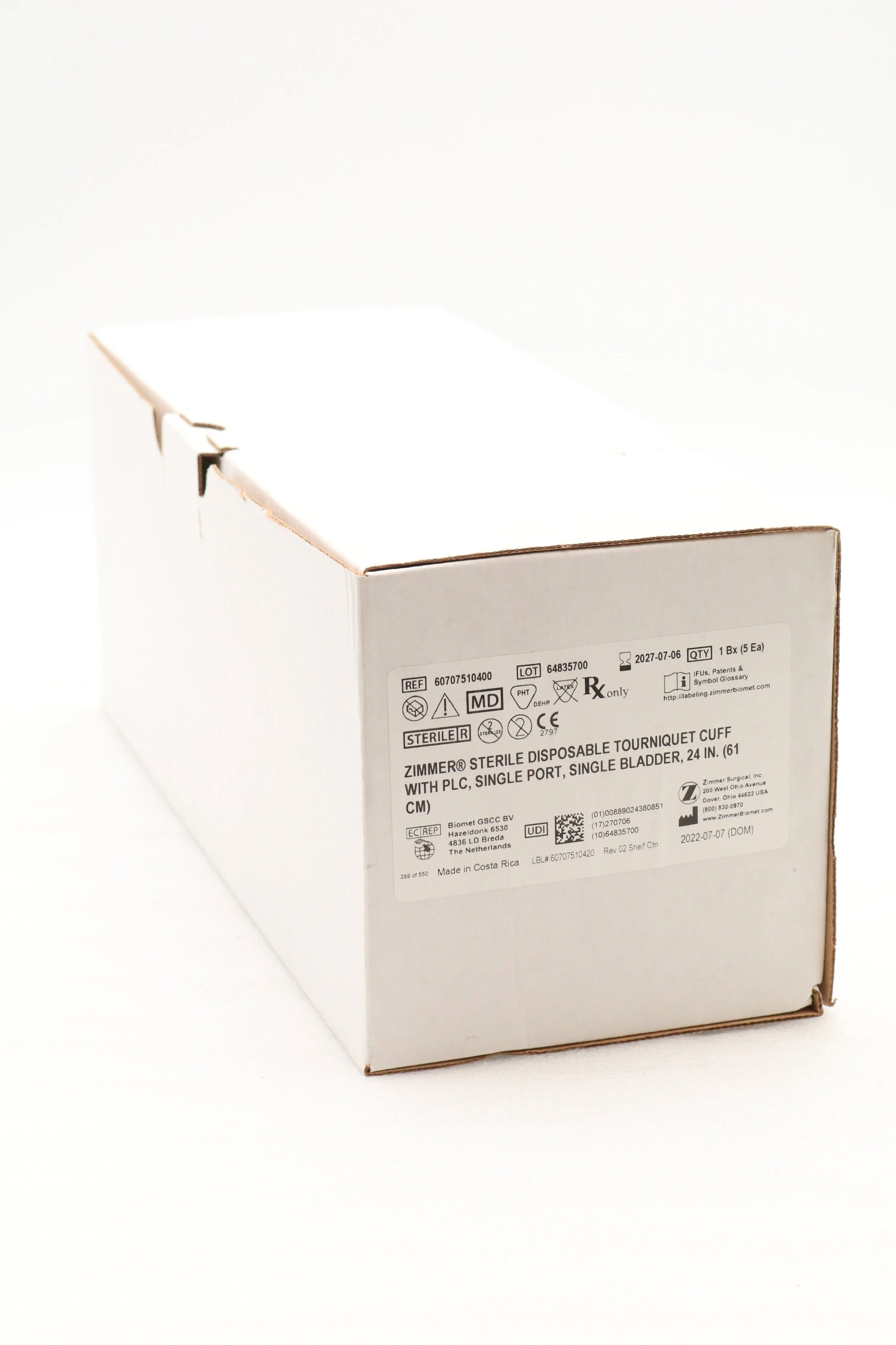 Zimmer Biomet | 60707510400 | 24" Tourniquet Cuff w/o Sleeve, Single Port, Single Bladder, PLC