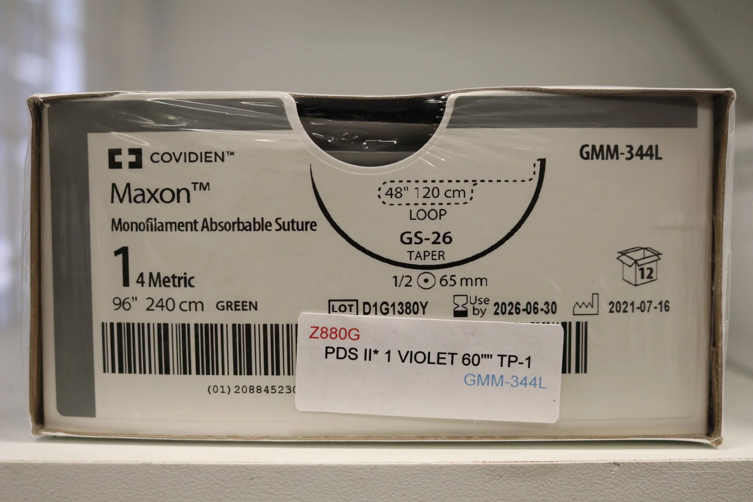 Covidien | GMM-344L | Monofilament Absorbable Suture 1 4 Metric 96" 240cm GREEN GMM-433L