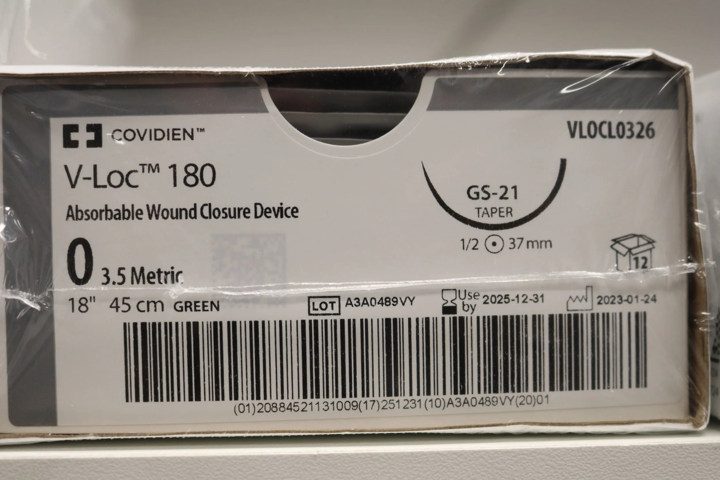 Covidien | VLOCL0326 | V-LOC 180 Absorbable Wound Closure Device 0 3.5 Metric 18" 45cm GREEN VLOC0326
