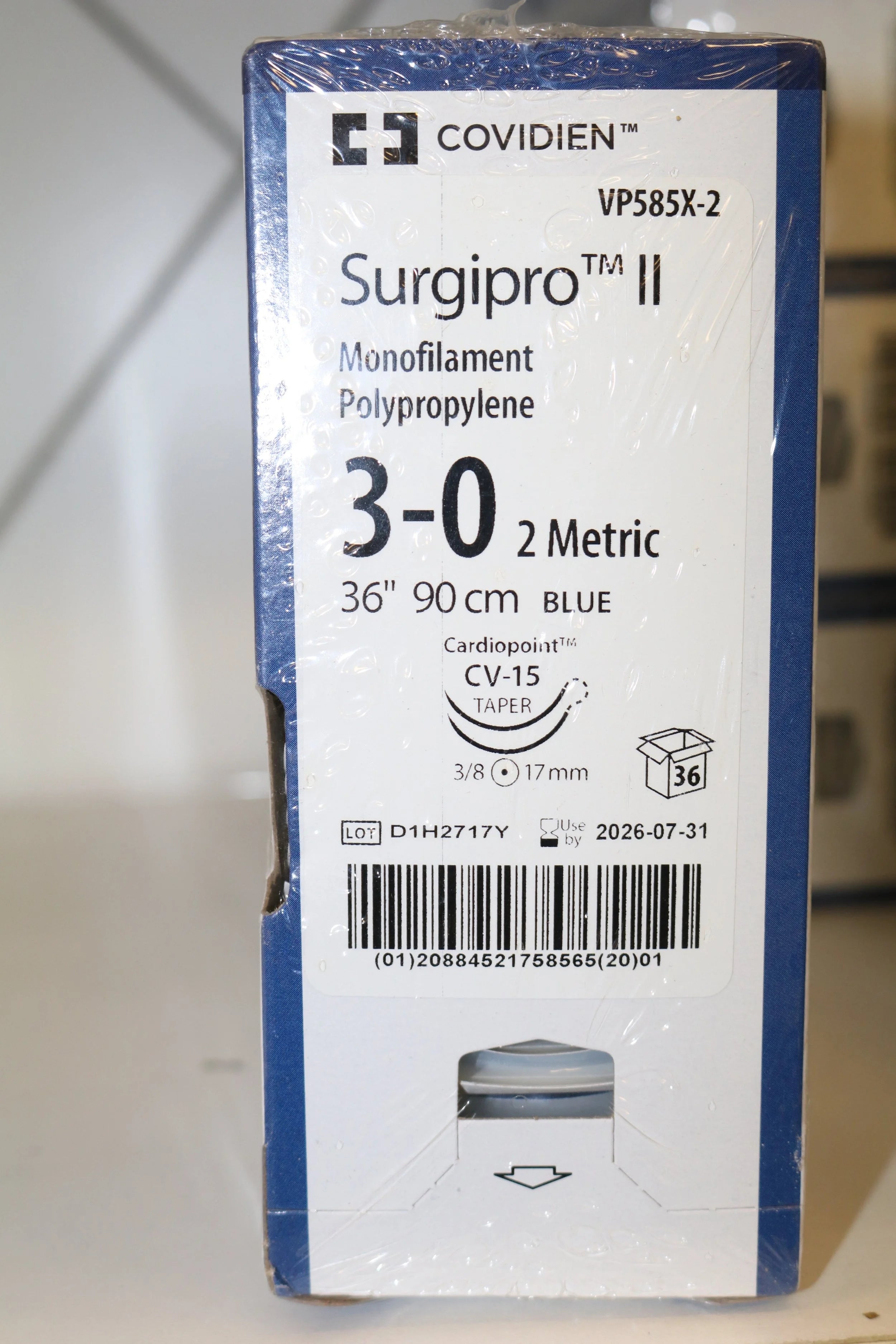 Covidien | VP585X-2 | Surgipro II Monofilament Polypropylene 3-0 2 Metric 36" 90cm BLUE