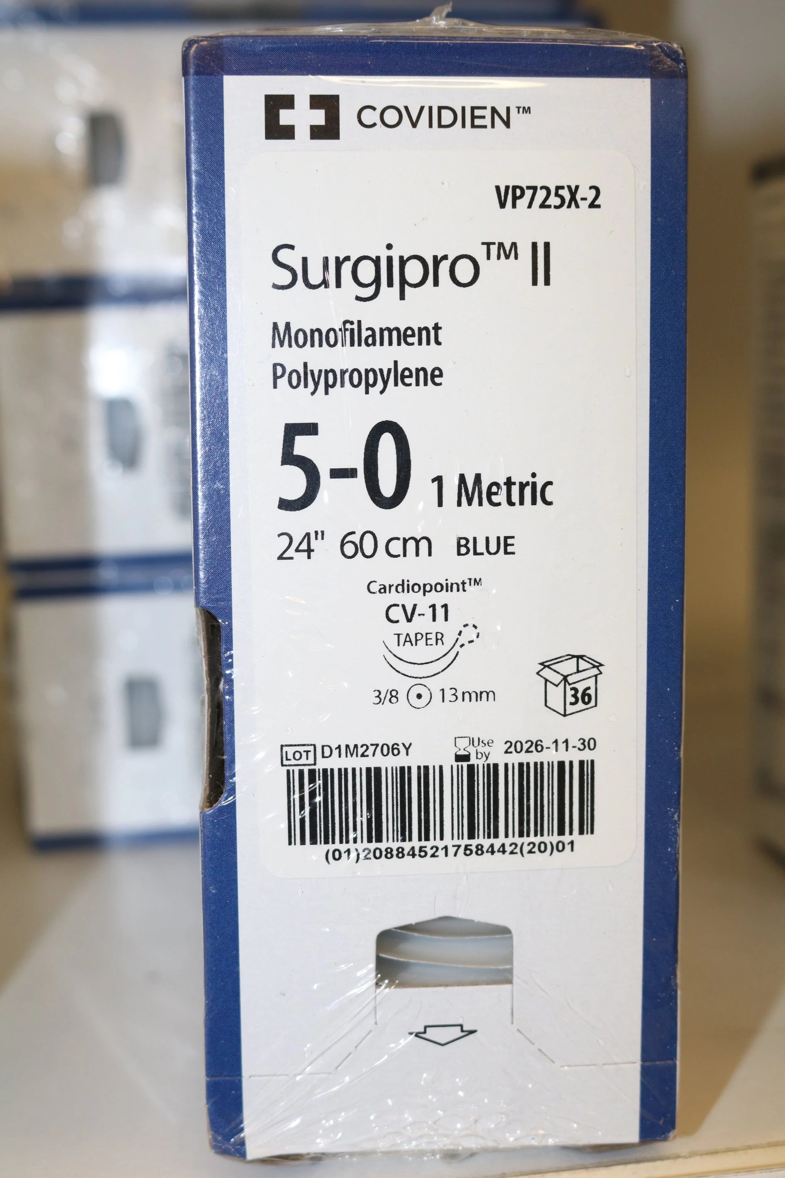 Covidien | VP725X-2 | Surgipro II Monofilament Polypropylene 3-0 2 Metric 36" 90cm BLUE
