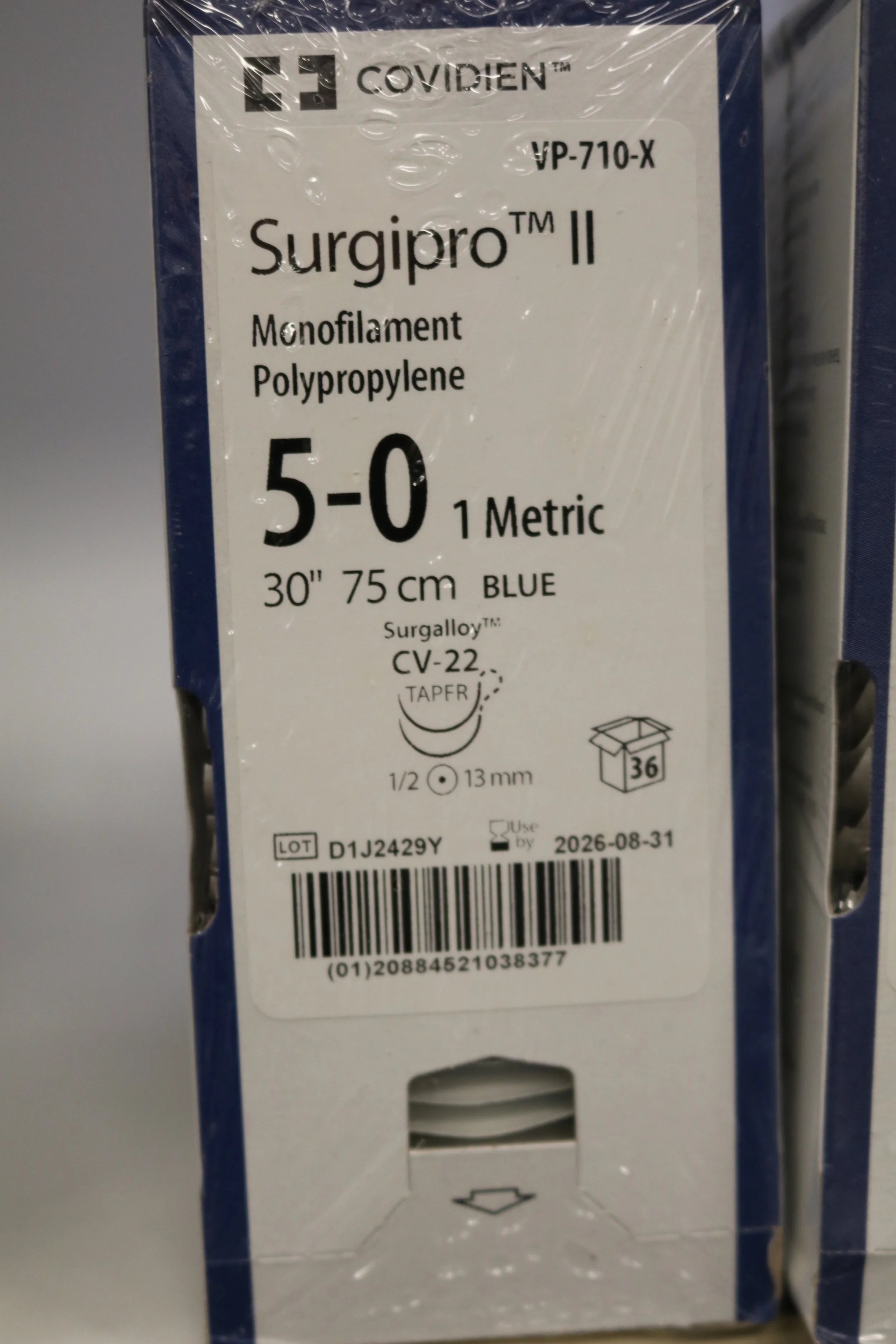 Covidien | VP-710-X | Surgipro II Monofilament Polypropylene 5-0 1 Metric 30" 75cm BLUE