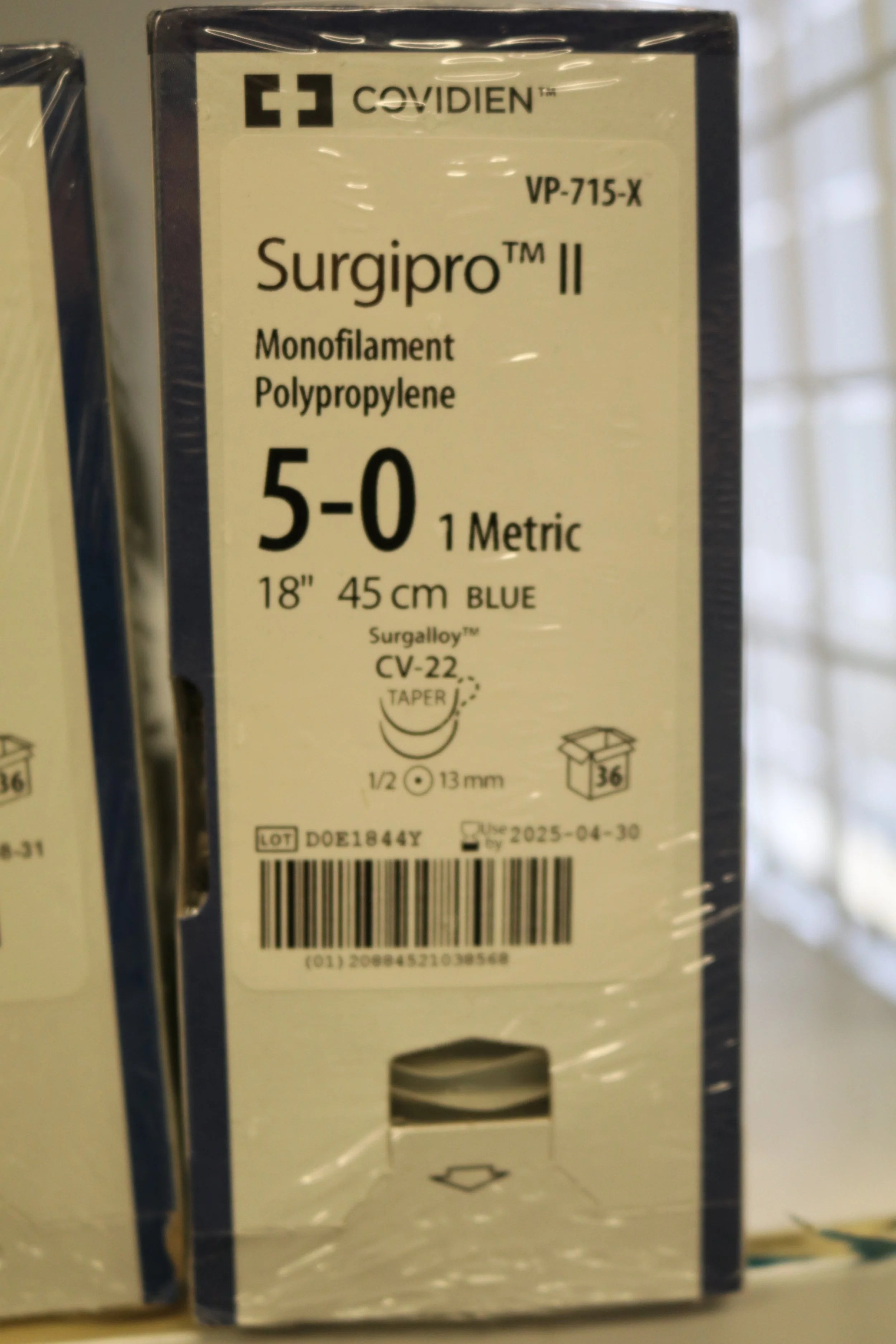Covidien | VP-715-X | Surgipro II Monofilament Polypropylene 5-0 1 Metric 18" 45cm BLUE