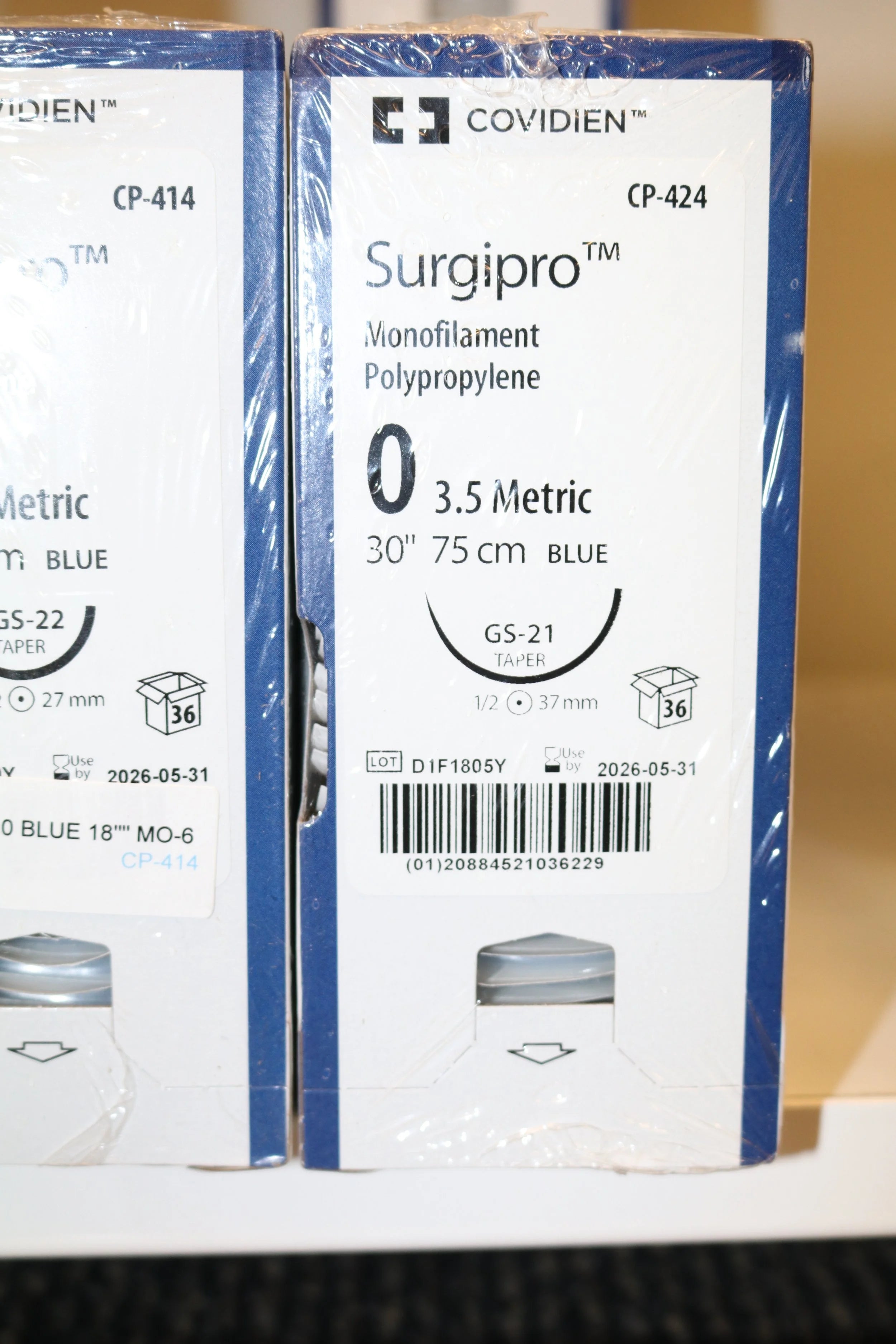 Covidien | CP-424 | Surgipro II Monofilament Polypropylene 0 3.5 Metric 30" 75cm BLUE CP-414