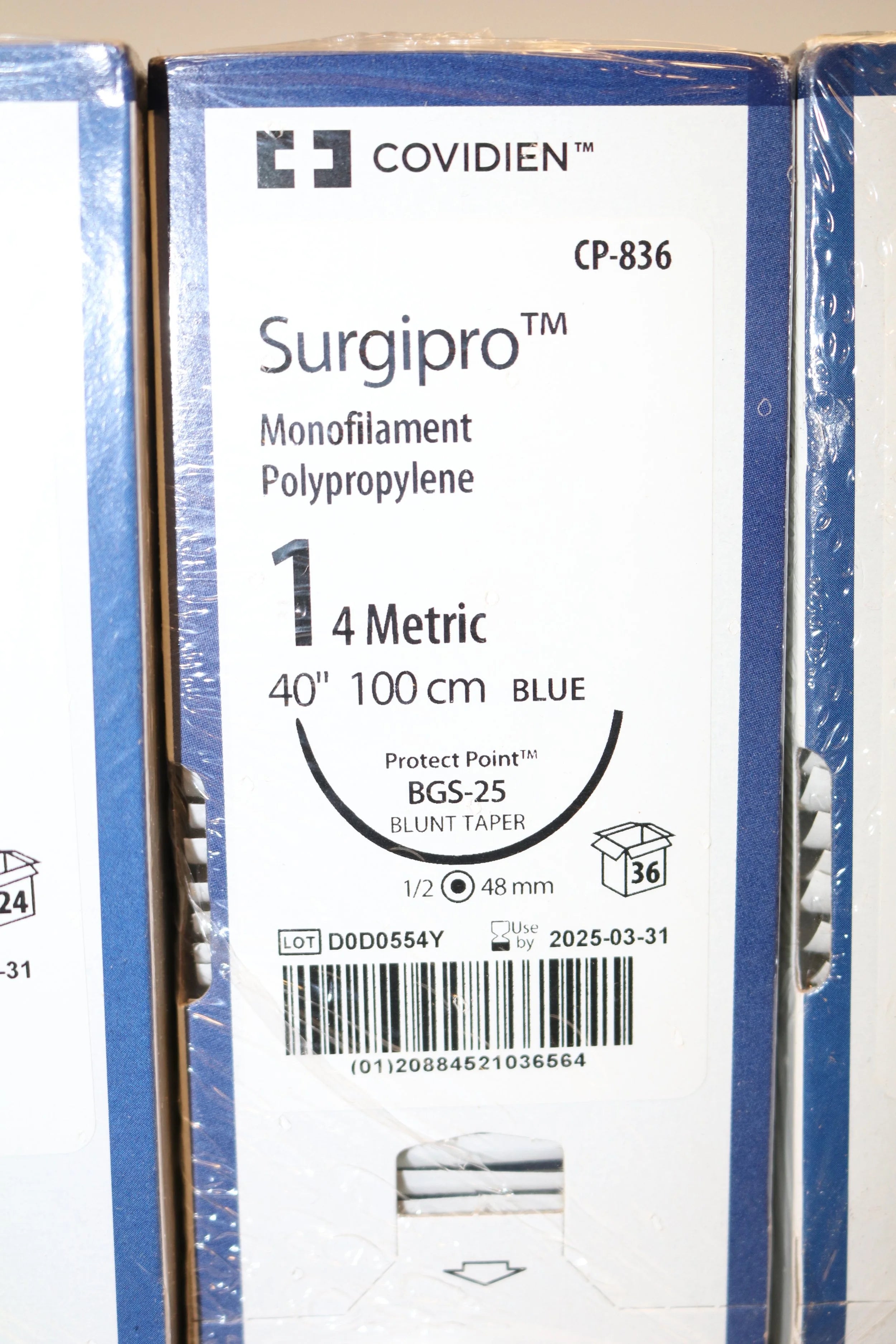Covidien | Cp-836 | Surgipro Monofilament Polypropylene 1 4 Metric 40" 100cm BLUE