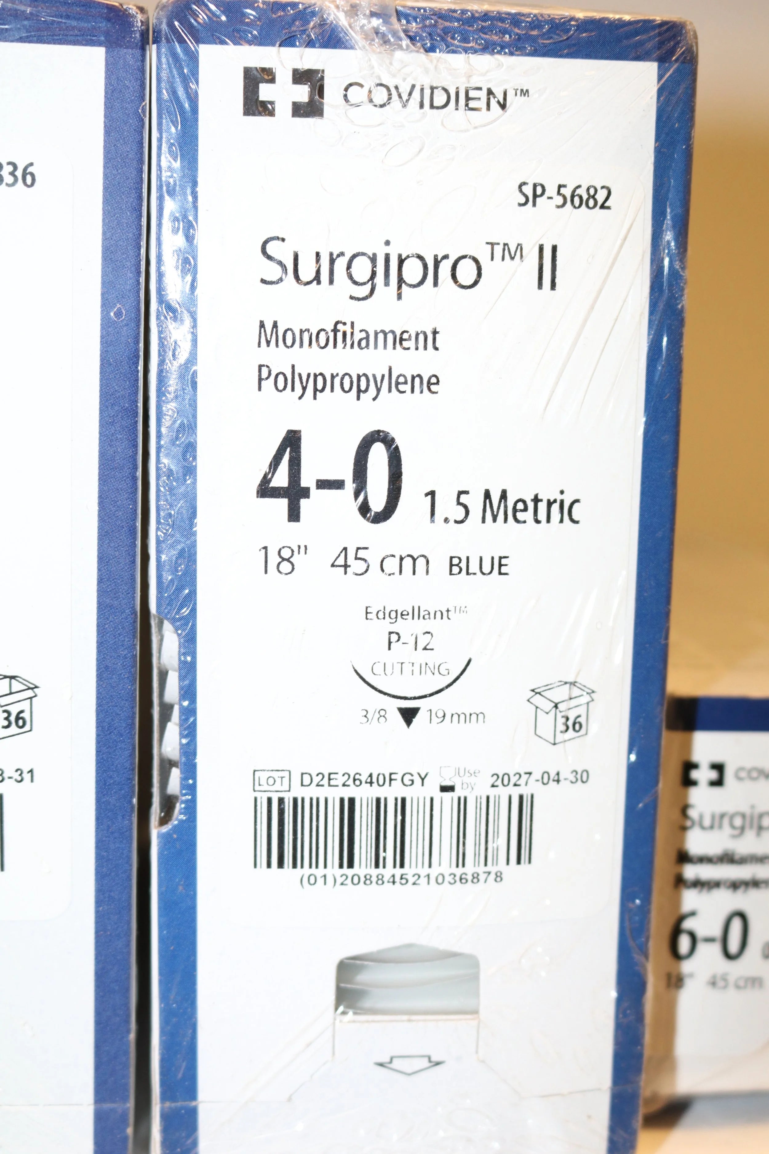 Covidien | SP-5682 | Surgipro II Monofilament Polypropylene 4-0 1.5 Metric 18" 45cm BLUE