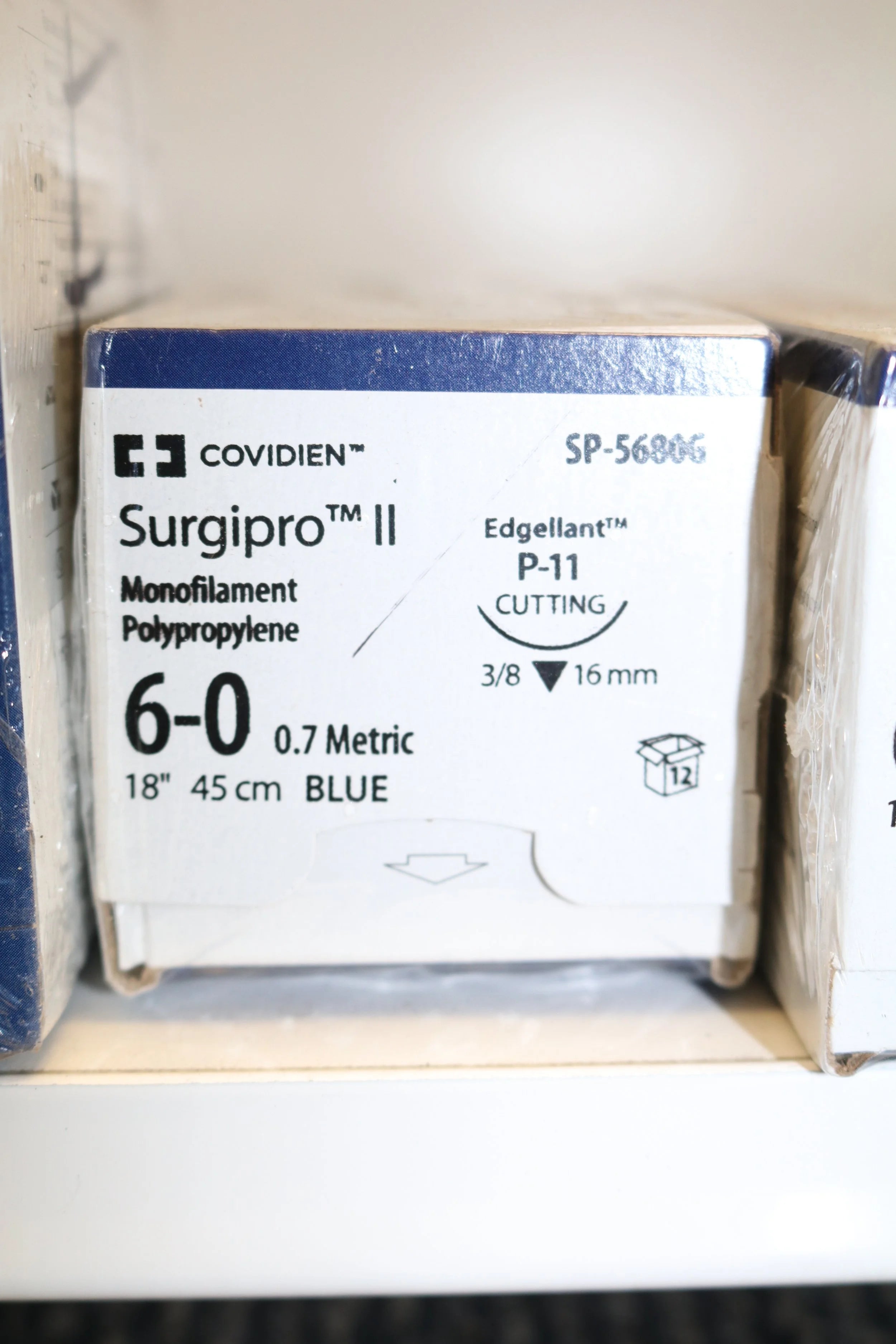 Covidien | SP-5680G | Surgipro II Monofilament Polypropylene 6-0 0.7 Metric 18" 45cm BLUE