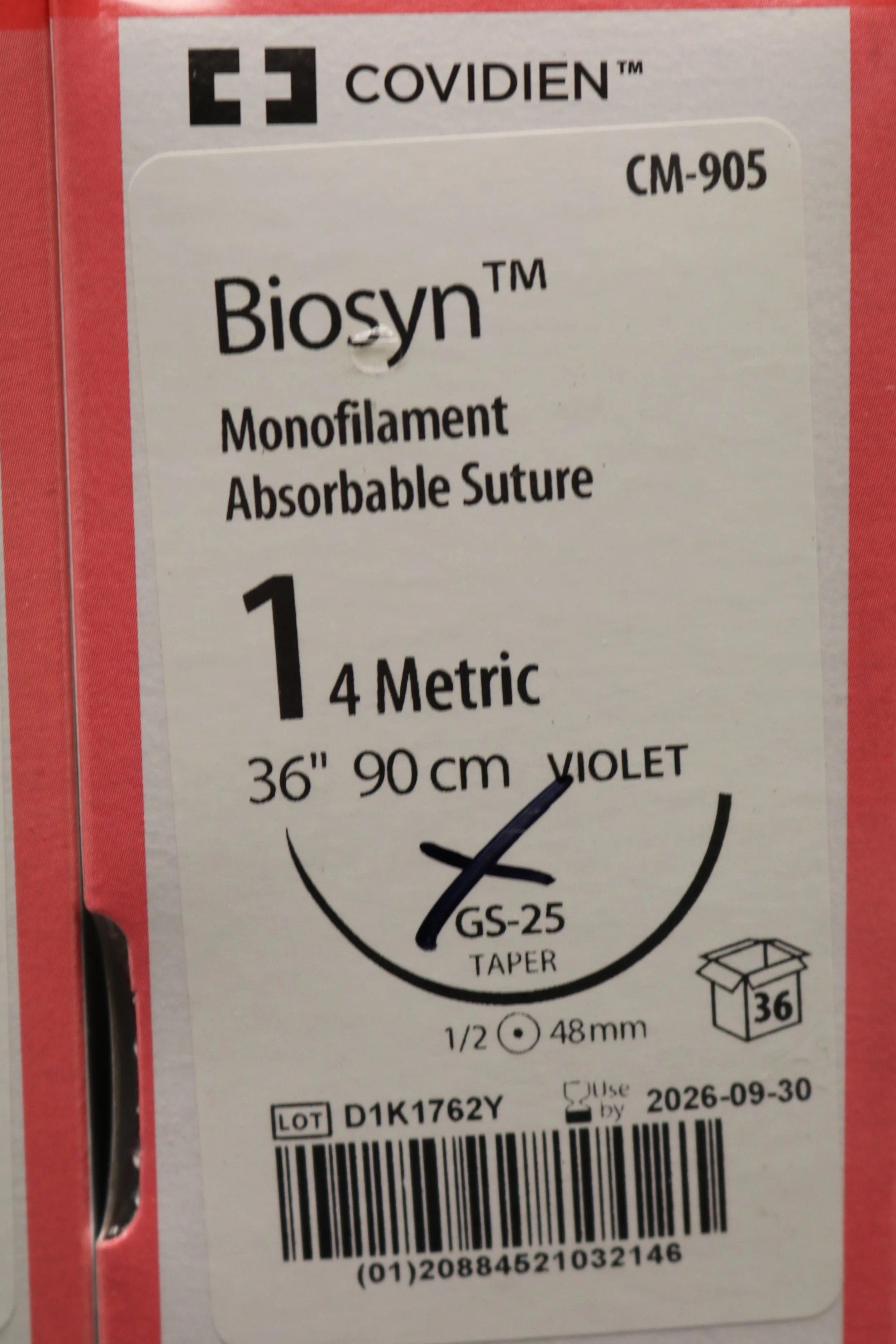 Covidien | CM-905 | Biosyn Monofilament Absorbable Suture 1 4 Metric 36" 90cm VIOLET