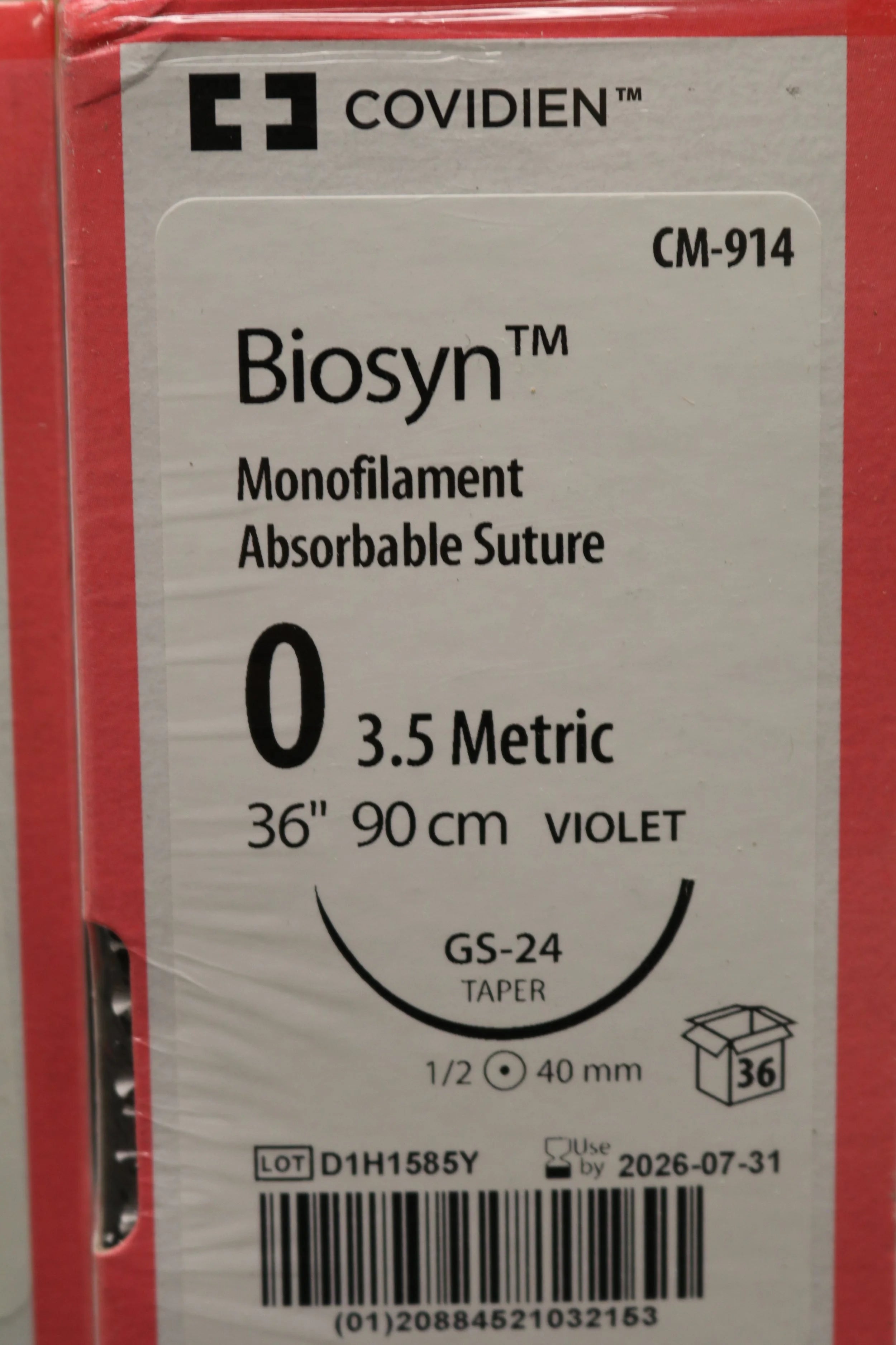 Covidien | CM-914 | Biosyn Monofilament Absorbable Suture 0 3.5 Metric 36" 90cm VIOLET