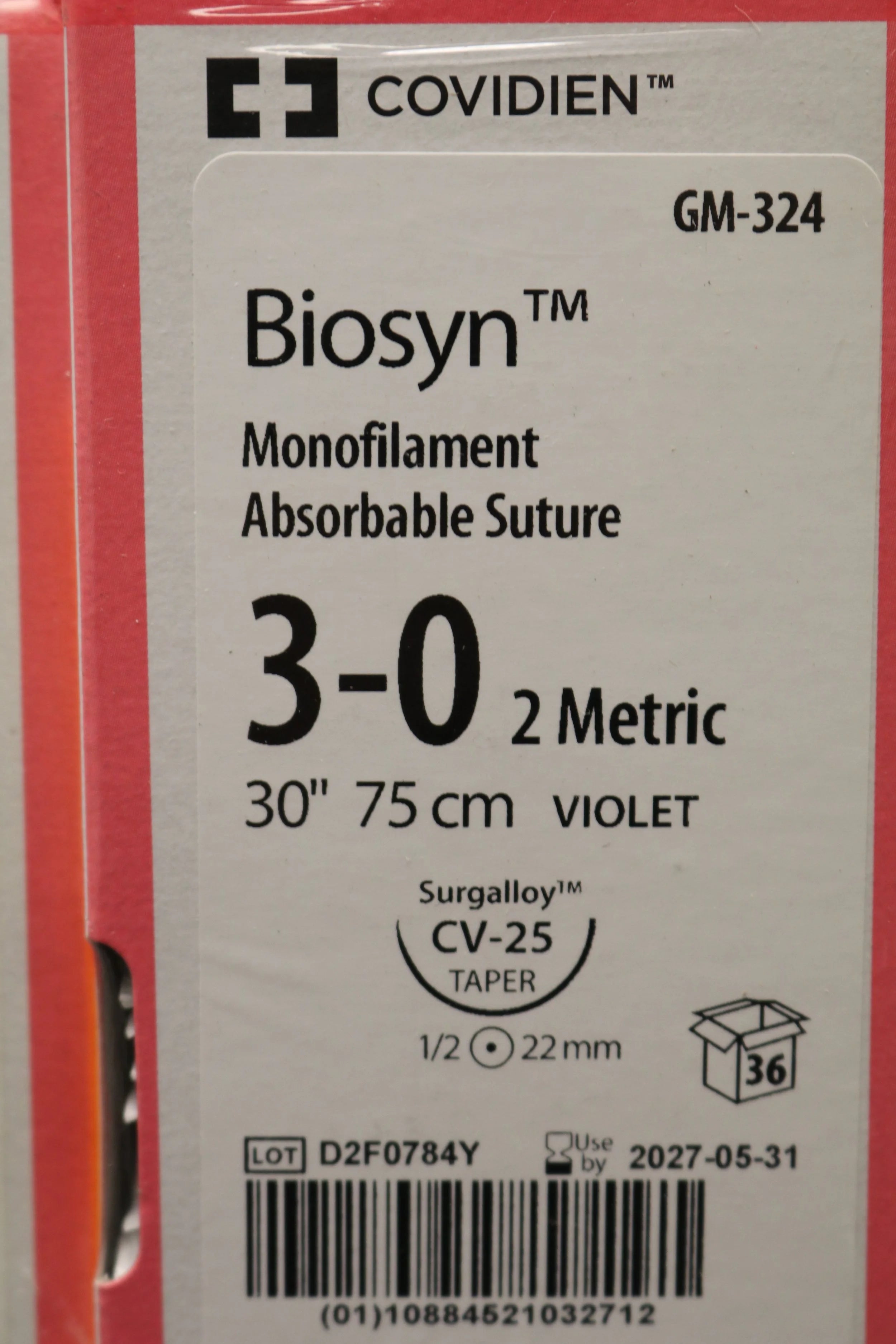 Covidien | GM-324 | Biosyn Monofilament Absorbable Suture 3-0 2 Metric 30" 75cm VIOLET
