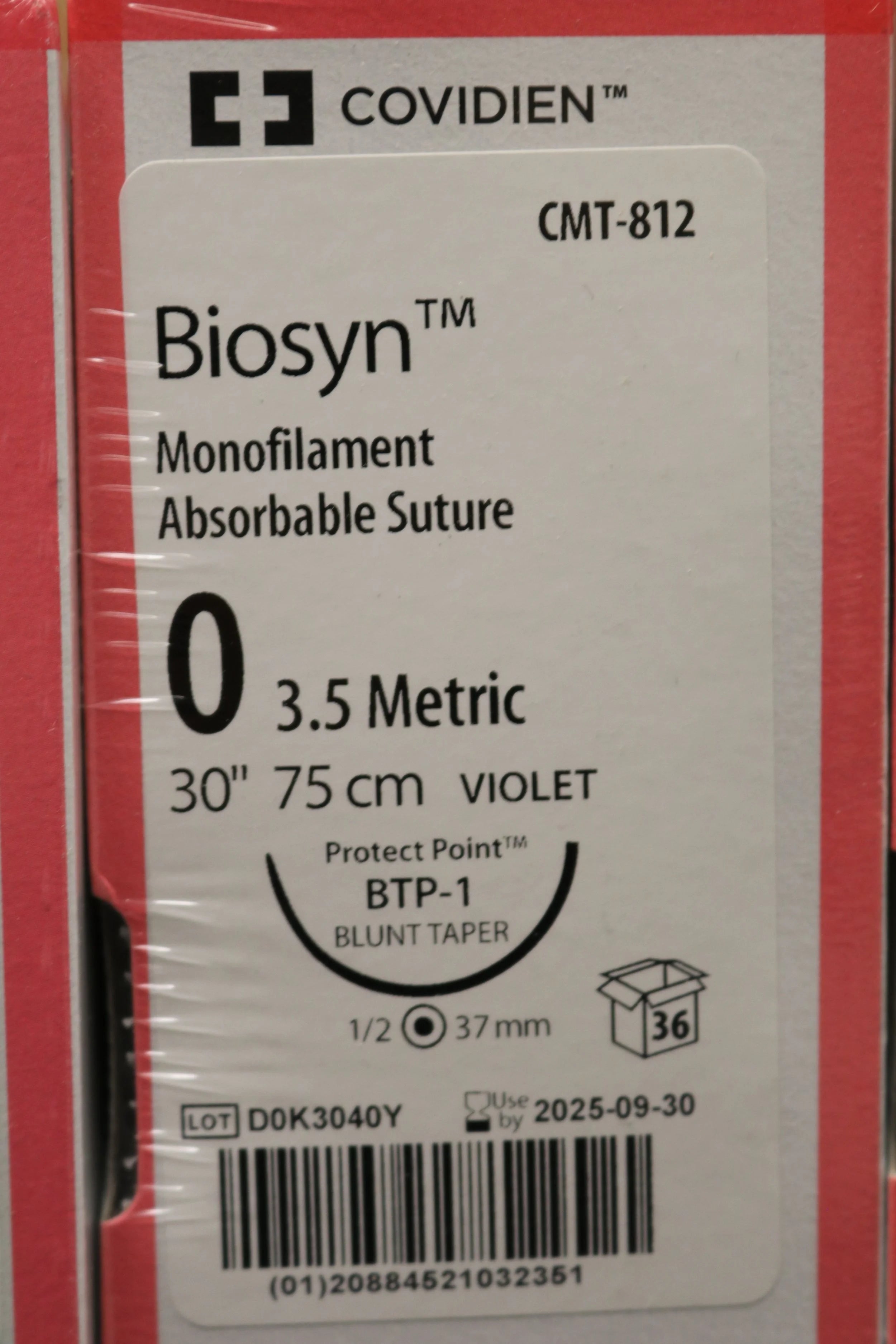 Covidien | CMT-812 | Biosyn Monofilament Absorbable Suture 0 3.5 Metric 30" 75cm VIOLET
