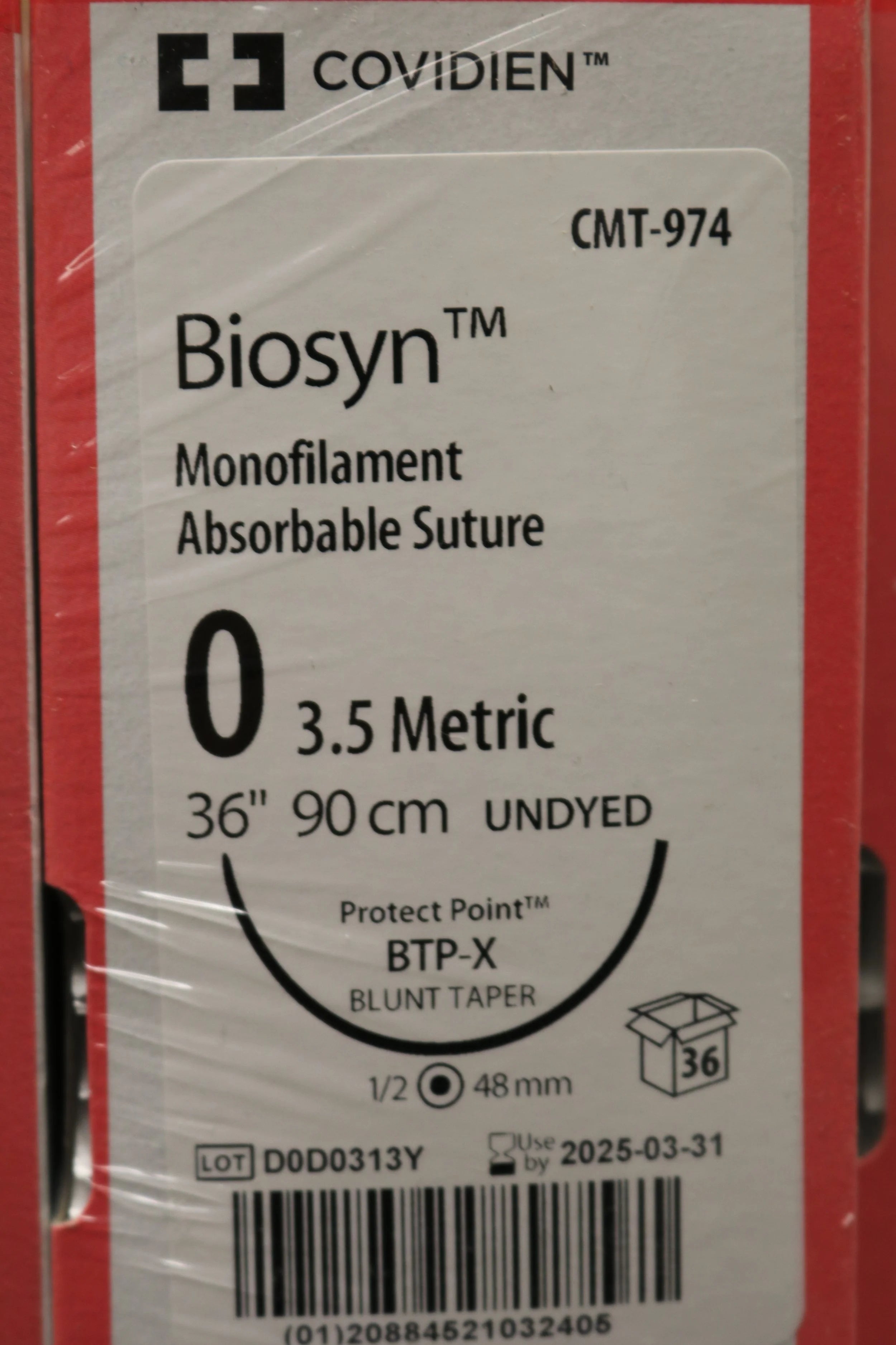 Covidien | CMT-974 | Biosyn Monofilament Absorbable Suture 0 3.5 Metric 36" 90cm UNDYED