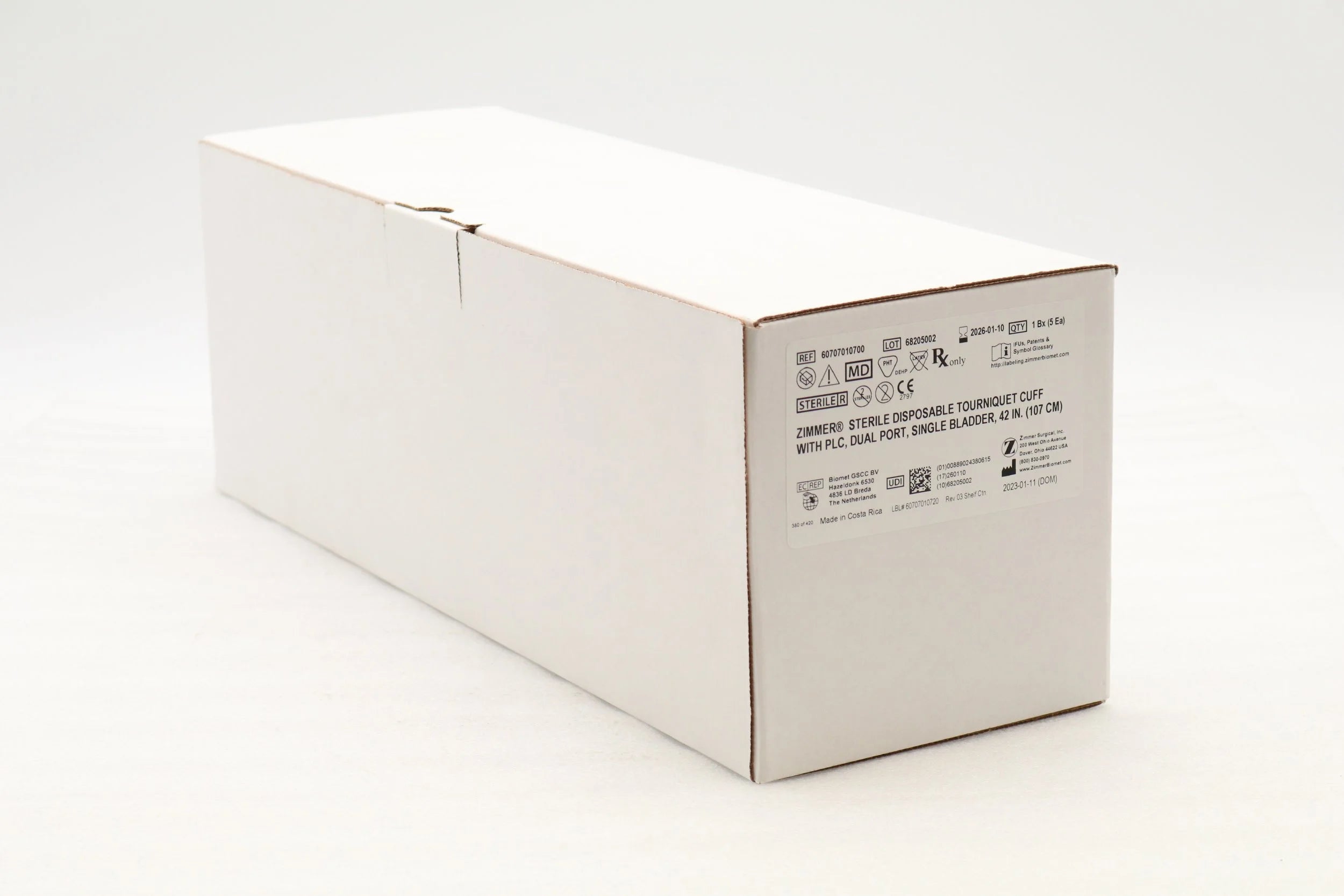 Zimmer Biomet | 60707010700 | 42" Tourniquet Cuff w/o Sleeve, Dual Port, Single Bladder, PLC