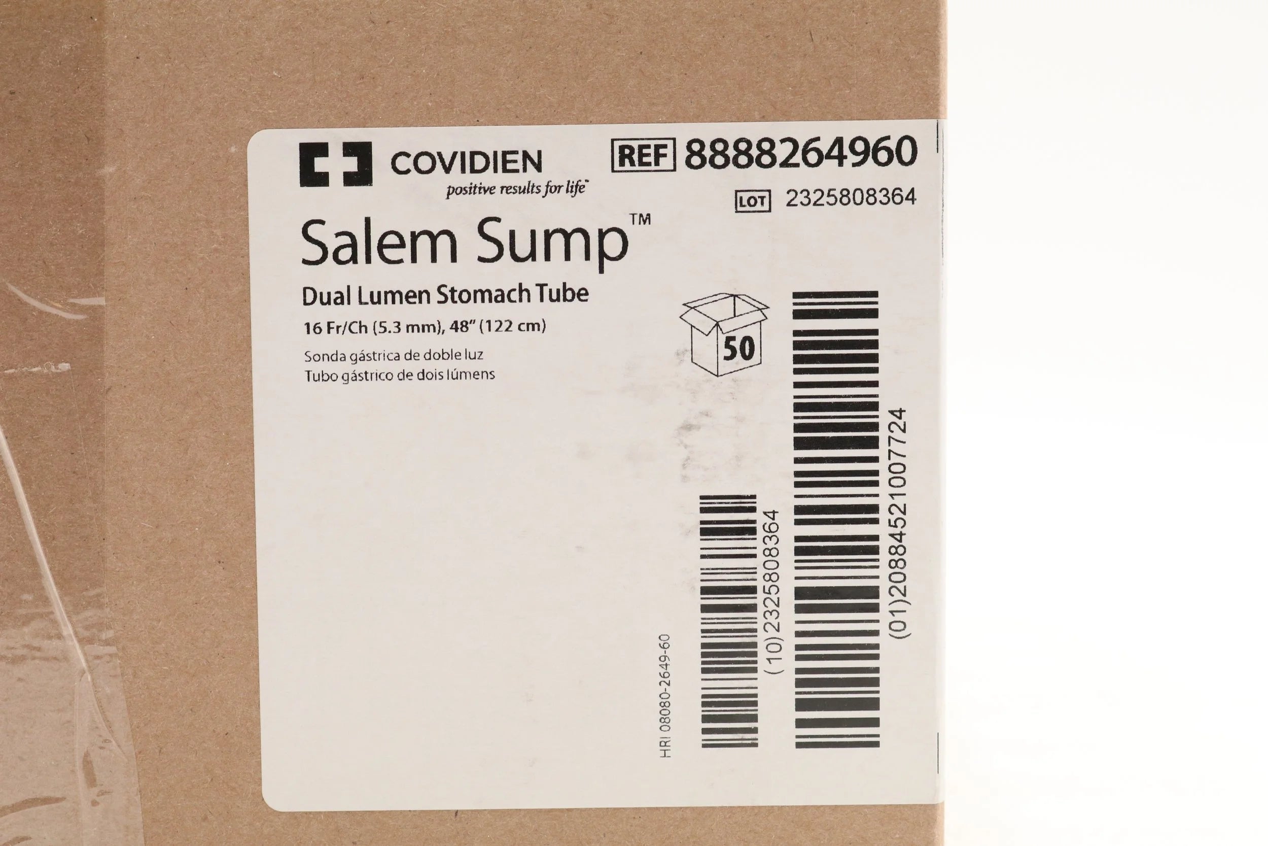 Covidien | 8888264960 | Tube Suction Argyle Salem Sump Strl 5.3mm 48" Ng 16Fr Vent