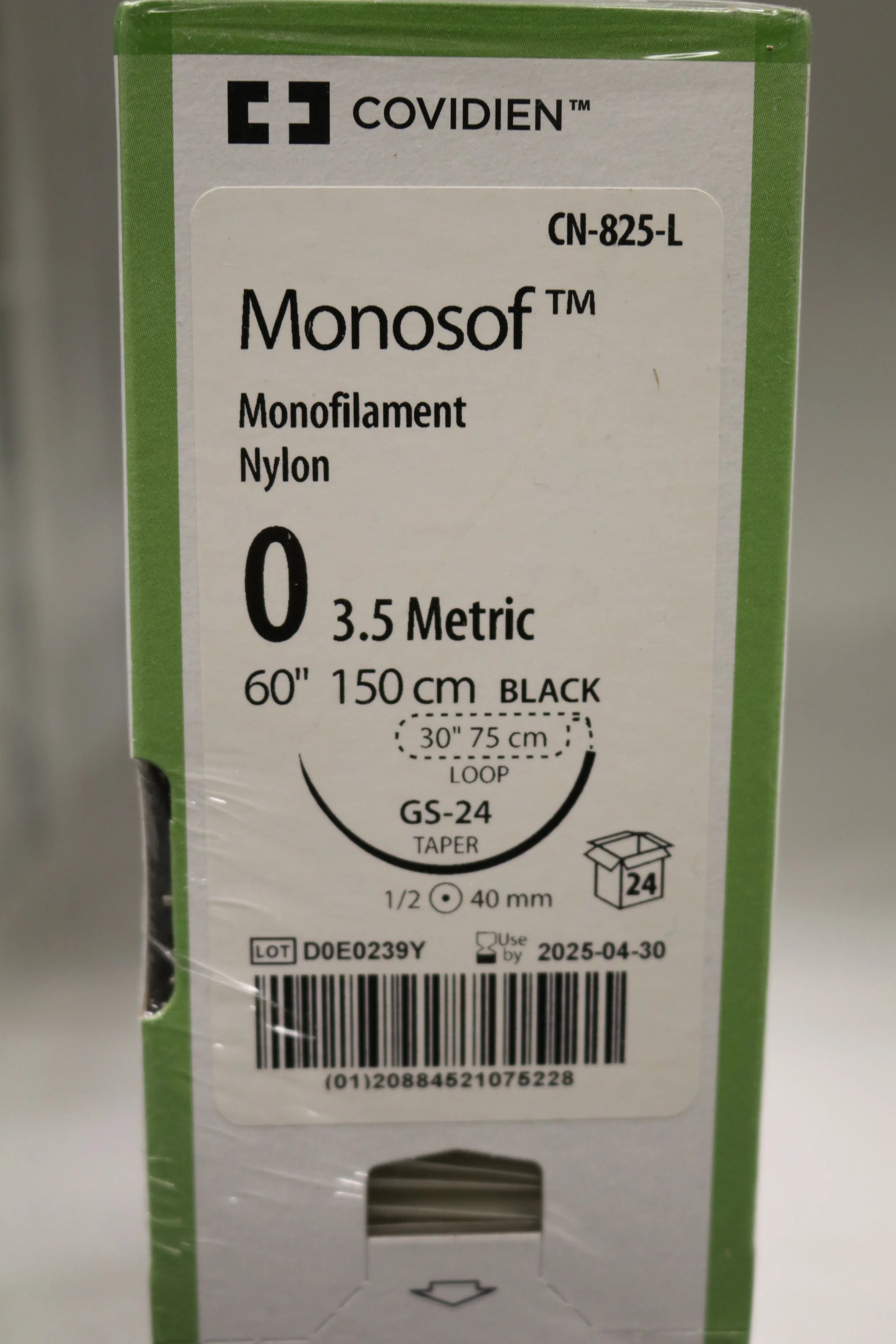 Covidien | CN-825-L | Monosof Monofilament Nylon 0 3.5 Metric 60" 150cm BLACK