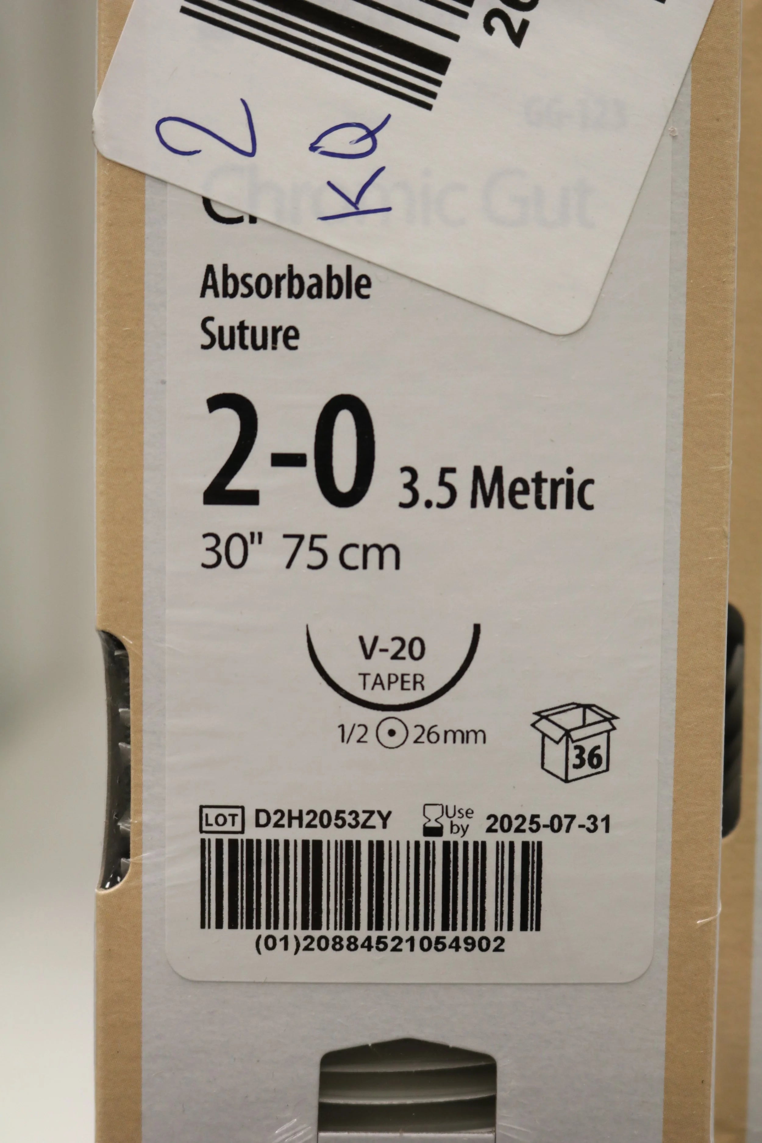 Covidien | GG-123 | Chronic Gut Absorbable Suture 2-0 3.5 Metric 30" 75cm