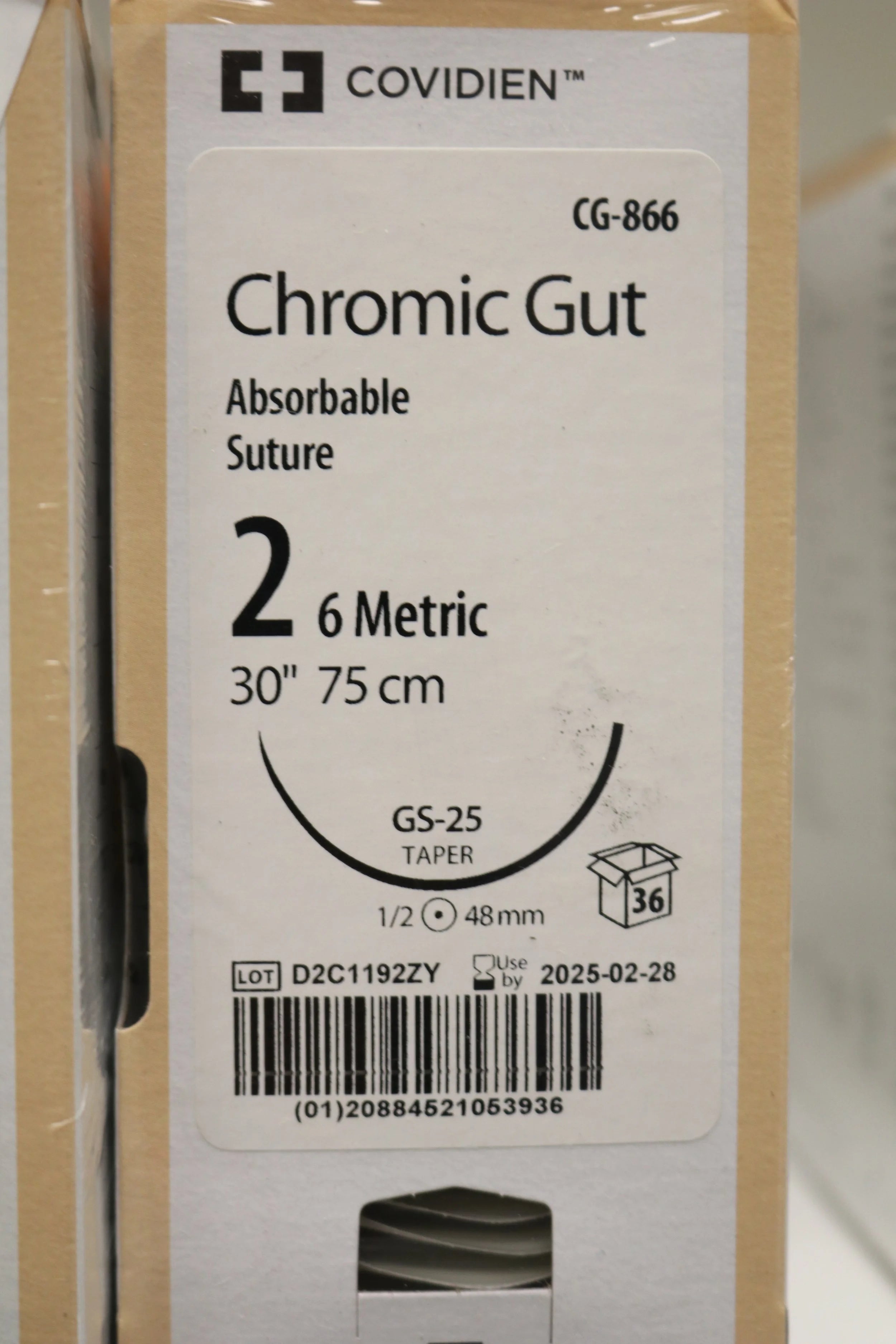 Covidien | CG-866 | Chronic Gut Absorbable Suture 2 6 Metric 30" 75cm