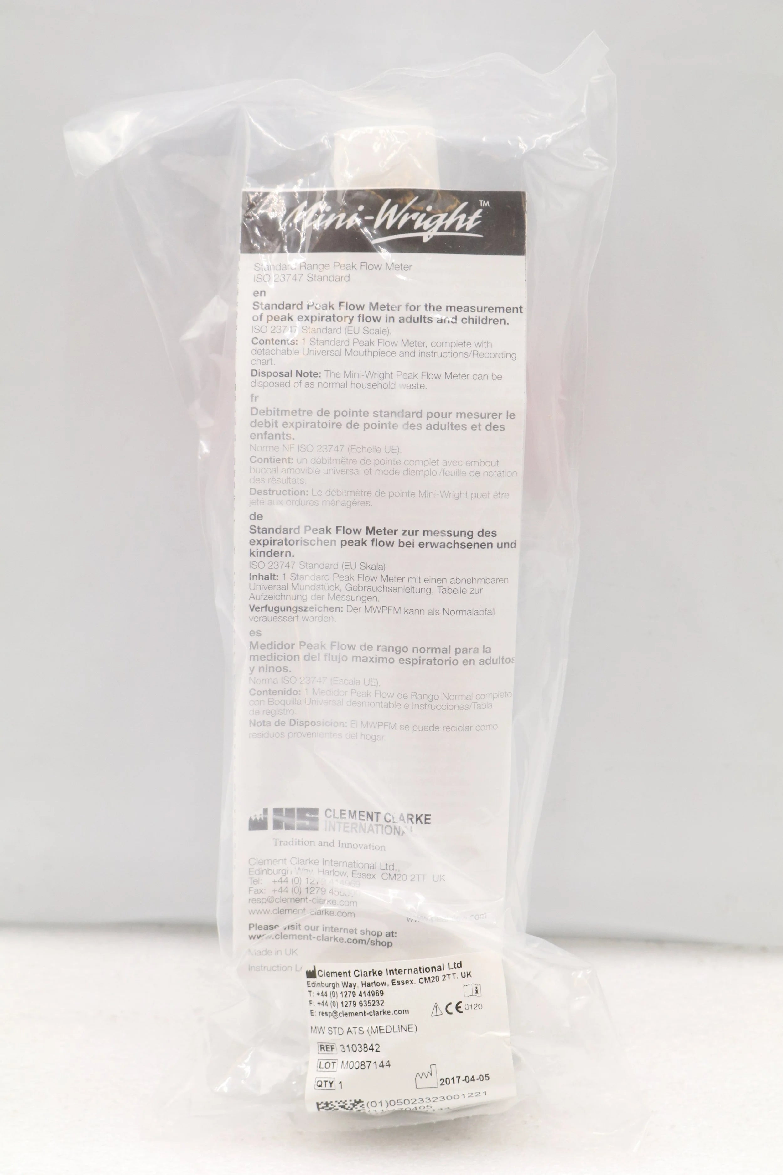 Clement Clarke | 3103842 | Standard Peak Flow Meter