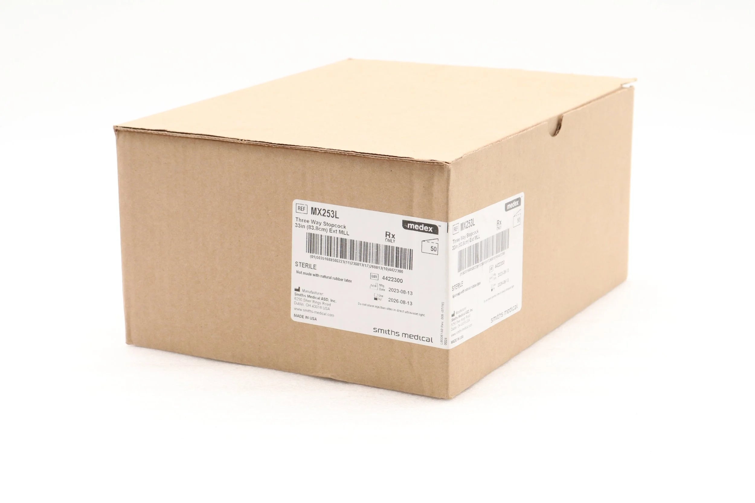Smiths Medical | MX253L | 3-WAY ANESTHESIA STYLE STOPCOCK STANDARD BORE EXTENSION WITH INJECTION SITE, 3.9ML, 35IN
