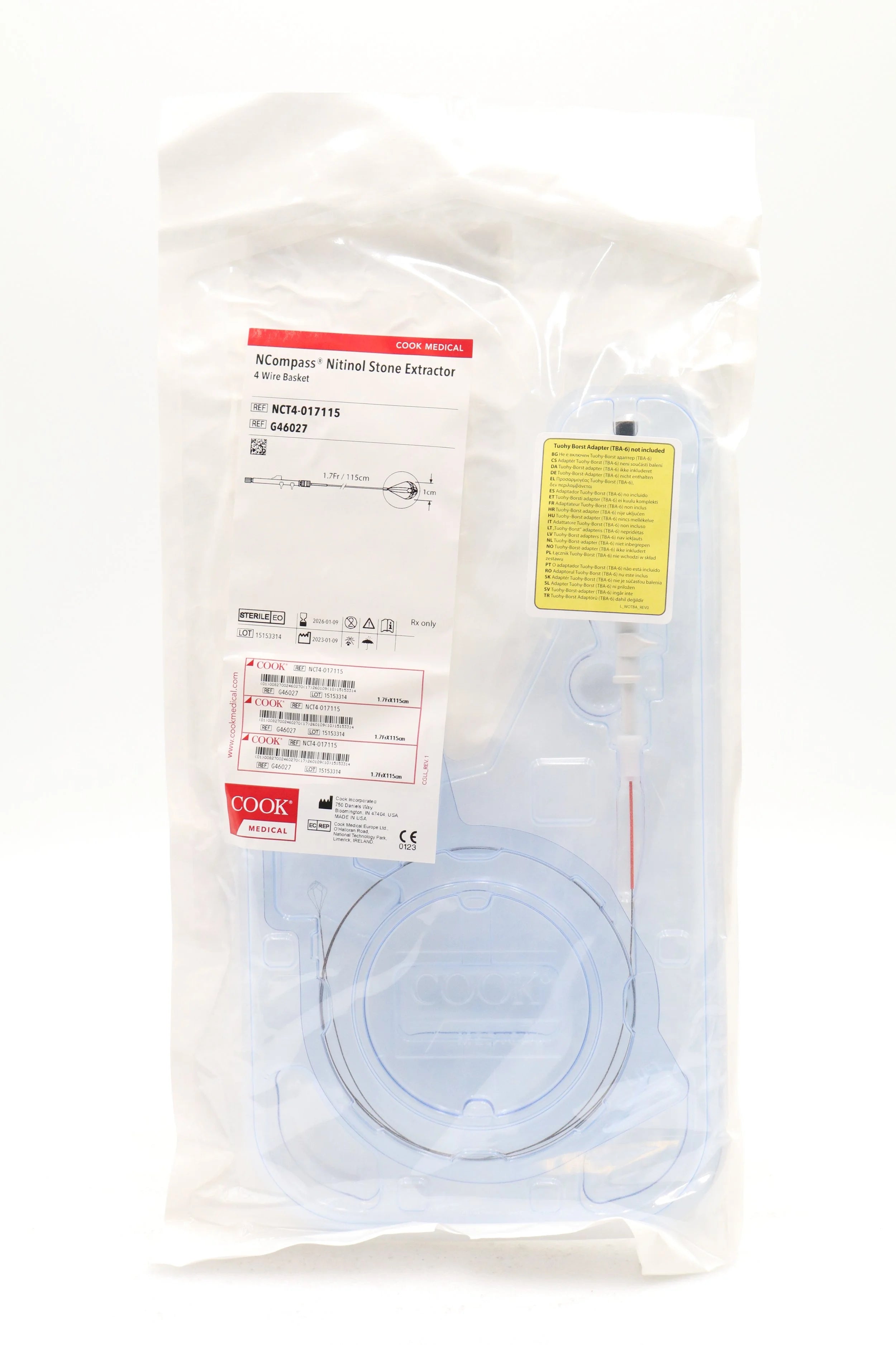 Cook Medical | G46027 | NCompass Nitinol Stone Extractor, Tipless: 1.7F x 115cm x 1cm (4/16 Wire)