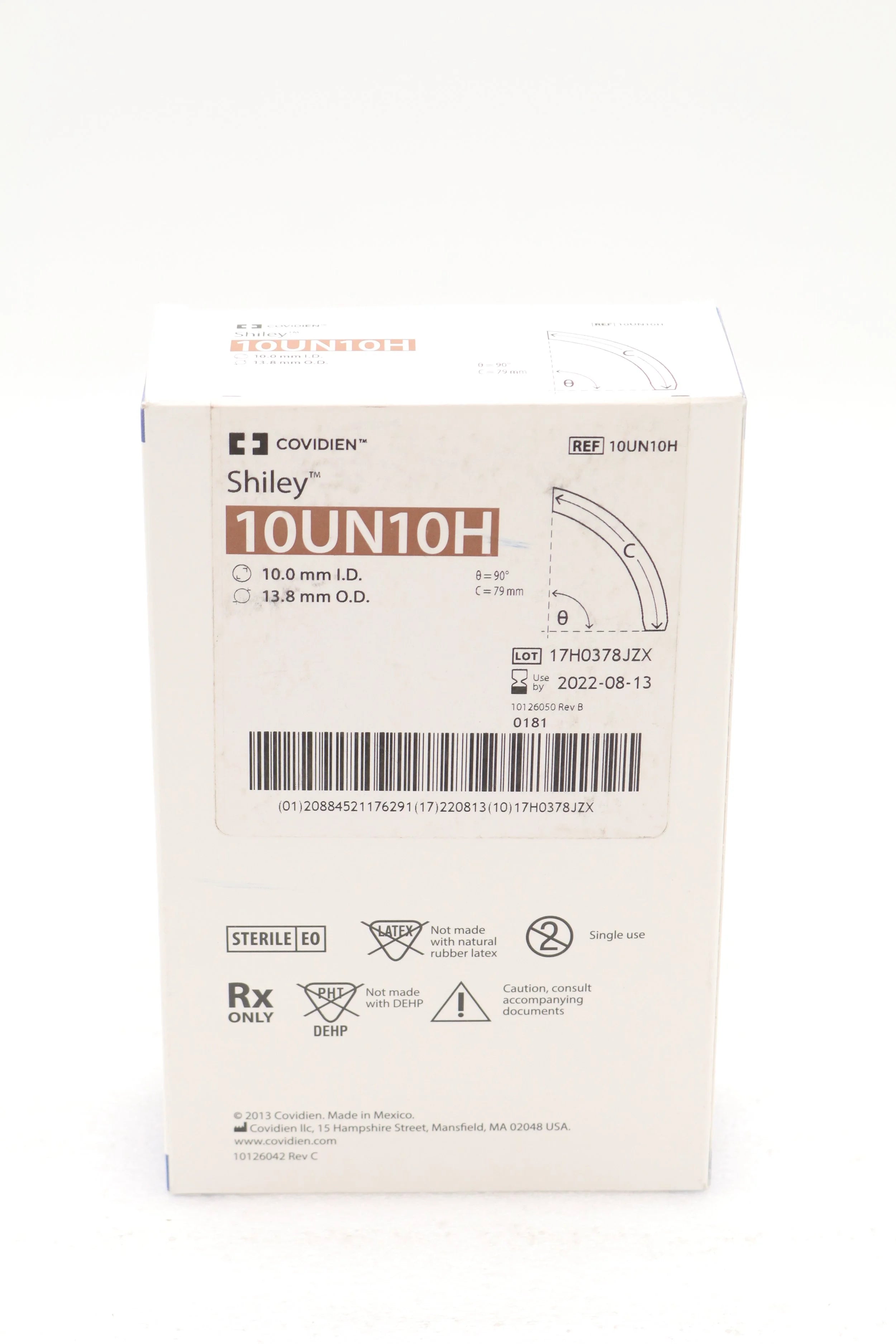 Covidien | 10UN10H | Tracheostomy Tube, Size 10, 10 ID x 13.8 OD x 79 mm Length, White, PVC, Flexible, Cuffless, 9 mm Cannula Inner Diameter, Beveled Tip