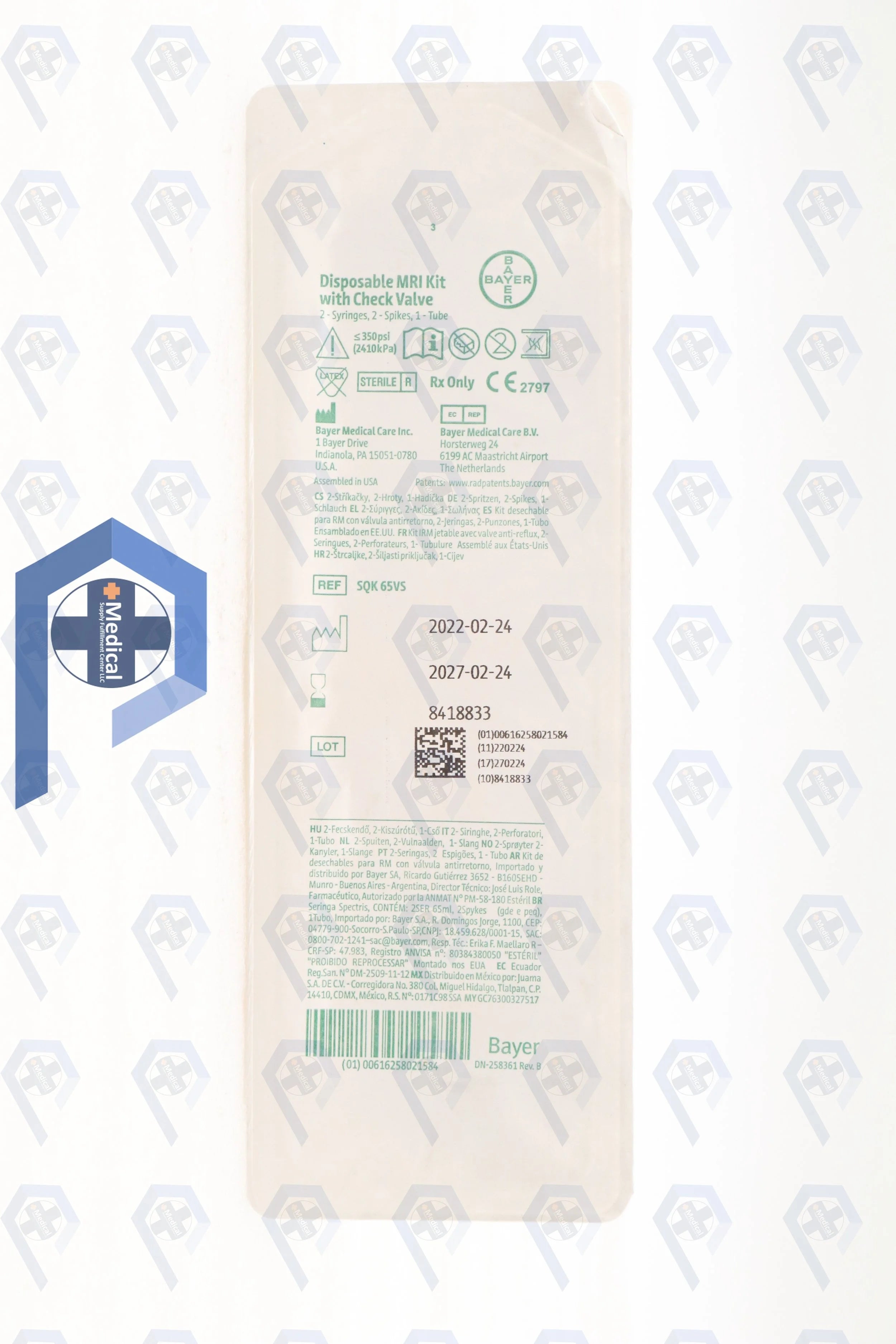 Bayer | SQK-65VS | Medrad Spectris MR Contrast Injector Syringes Kit