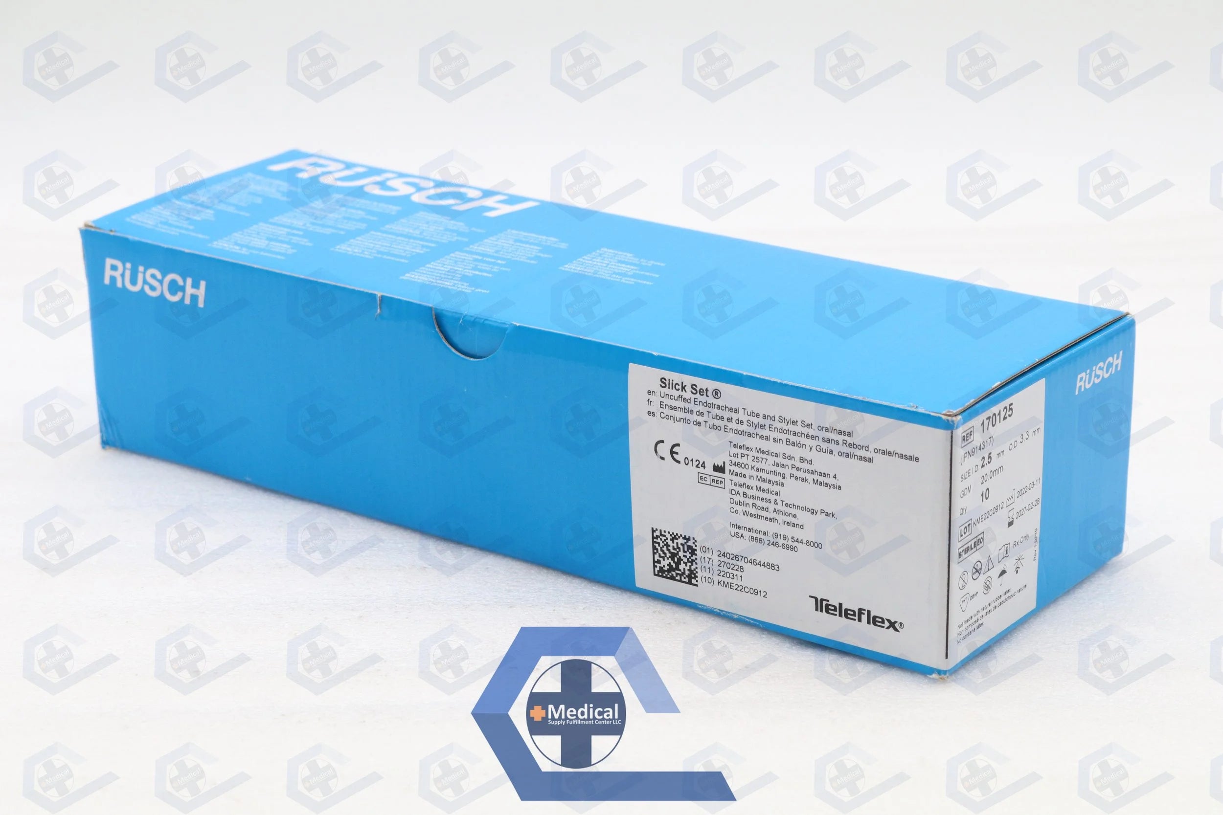 Teleflex | 170125 | Slick Set Uncuffed Endotracheal Tubes - Slick Set Endotracheal Tube Set, 2.5 mm