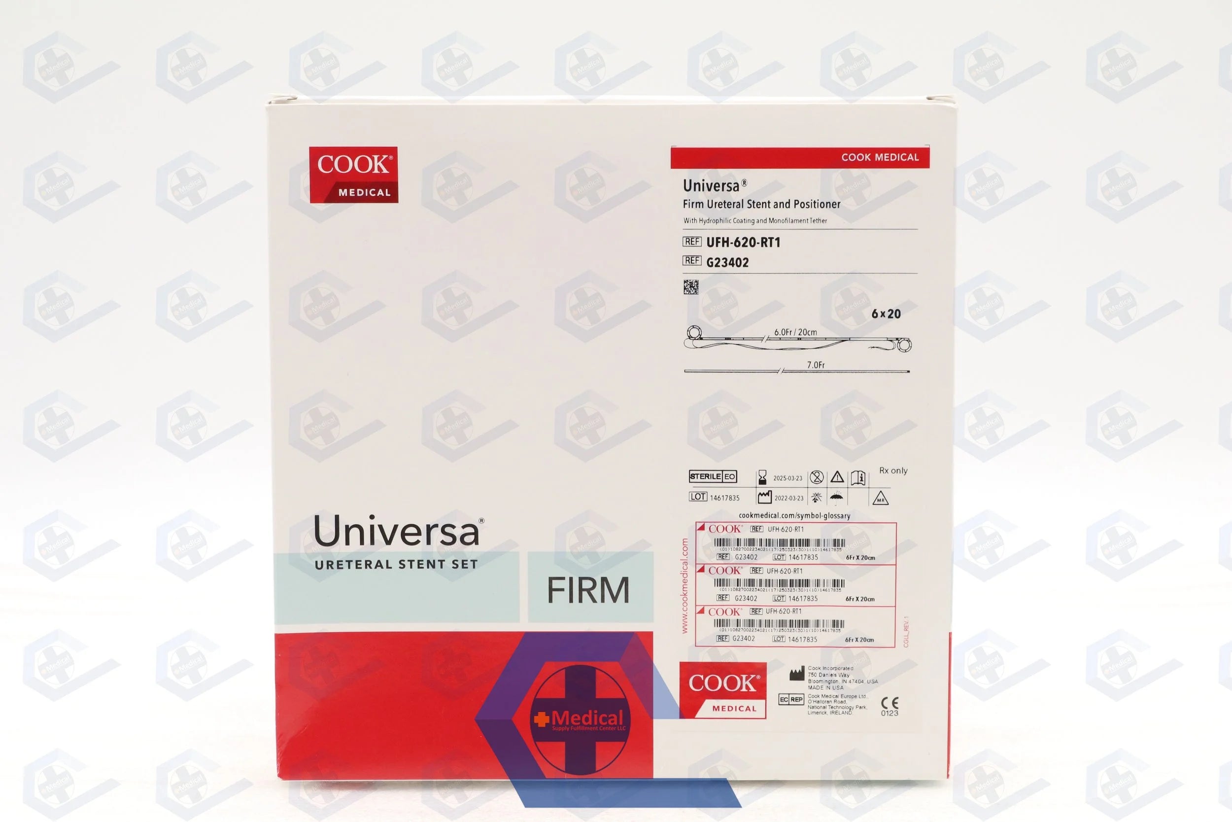 Cook Medical | G23402 | Ureteral Stent and Positioner, 6 Fr x 20 cm Length, With Hydrophilic Coating and Monofilament Tether, Firm