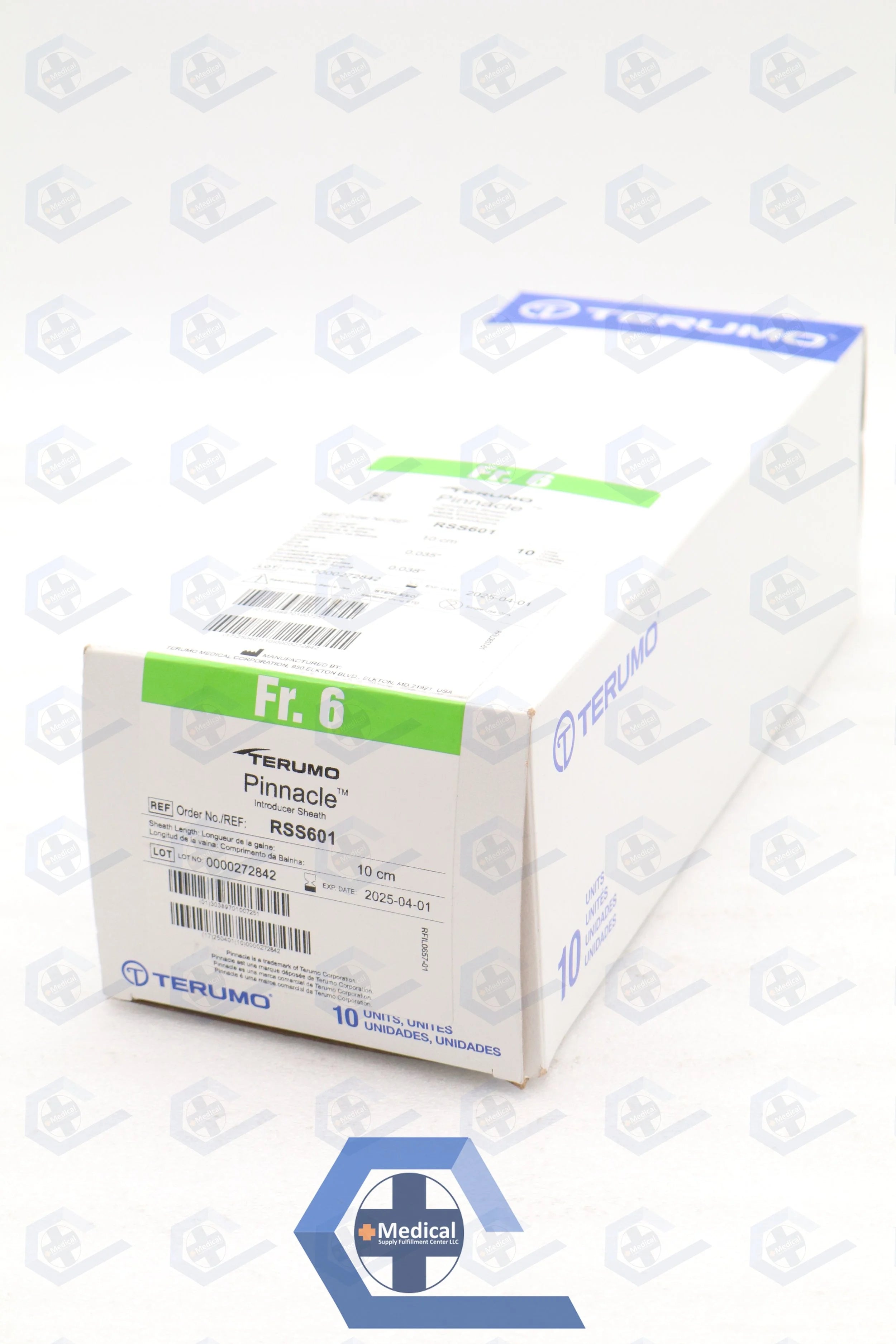 Terumo | RSS601 | Pinnacle Introducer Sheaths 6Fr x 10cm, 6Fr inner diameter, 2.5 cm with 0.035" mini guidewire & dilator