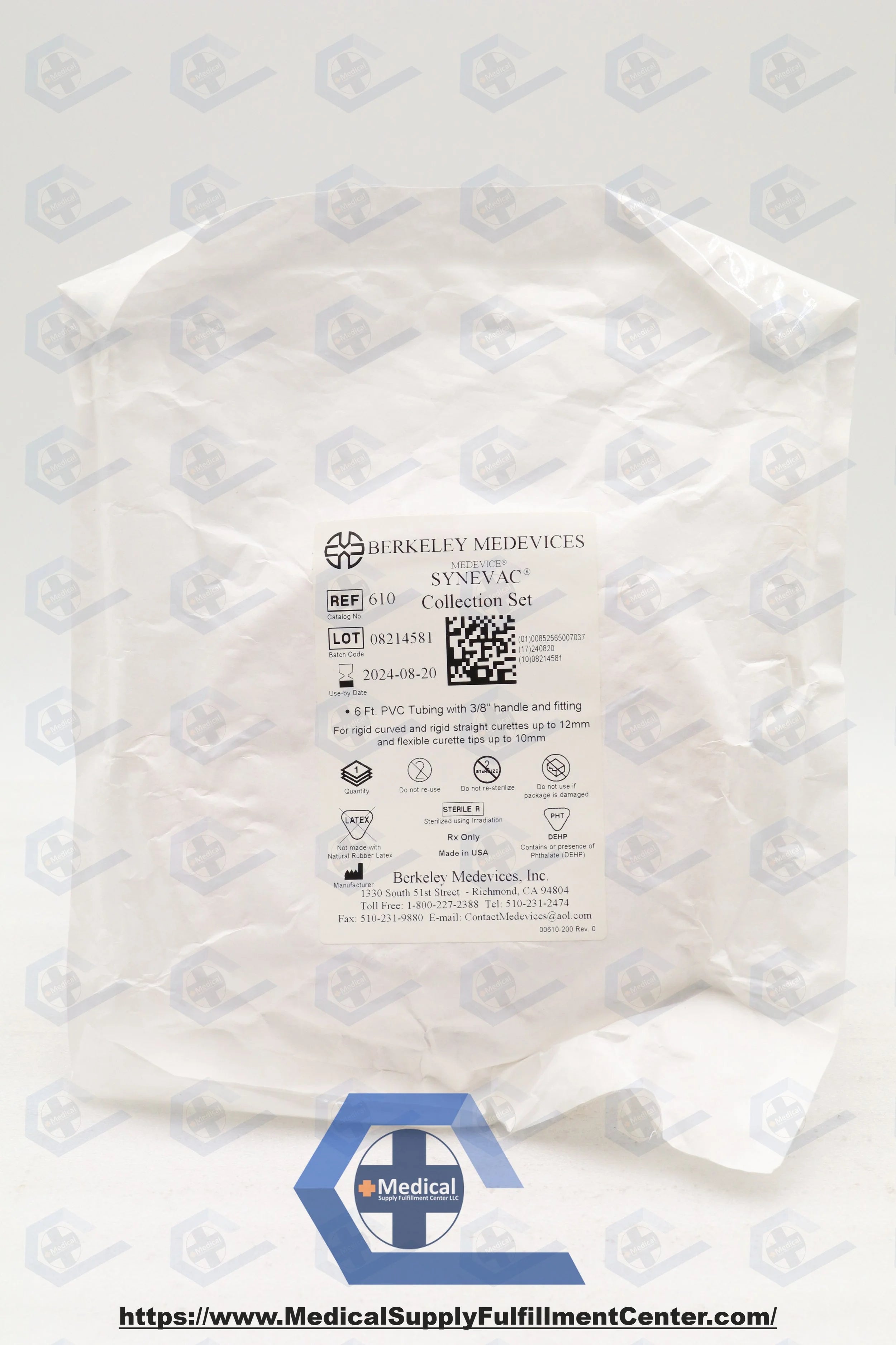 Olympus | 610 | BERKELEY MEDEVICES Synevac 610 Aspirator 6 ft PVC tubing Collection Set