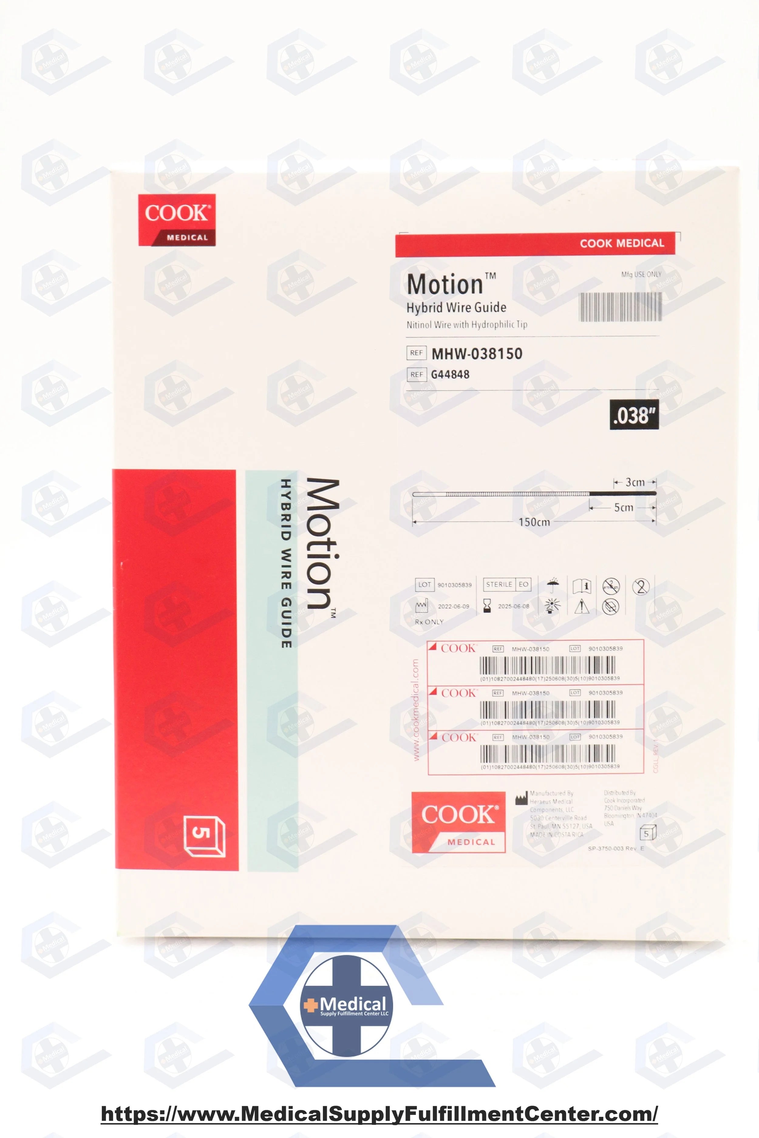 Cook Medical | G44848 | Motion Hybrid Wire Guides - Motion Hybrid Guidewire, Mhw-038150, Straight, 0.35", 3 cm