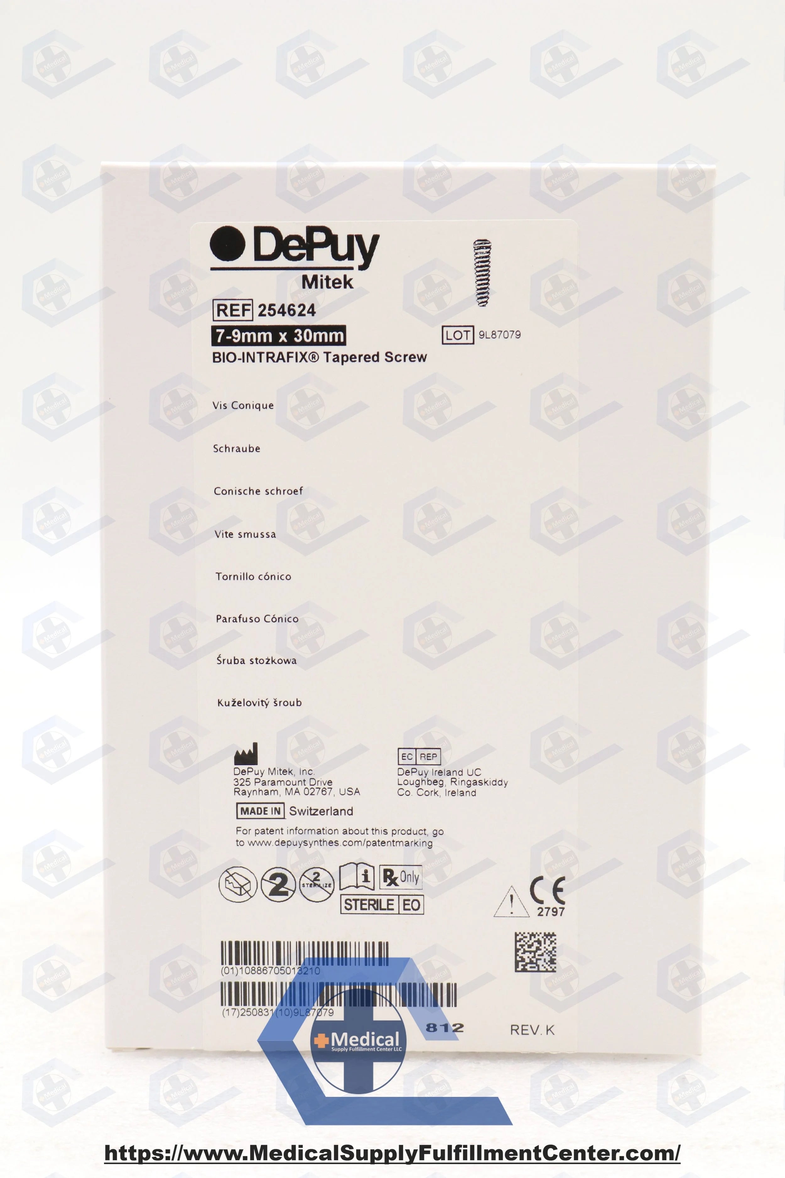 Depuy Synthes | 254624 | BIO-INTRAFIX TAPERED SCREW, 7-9MM X 30MM