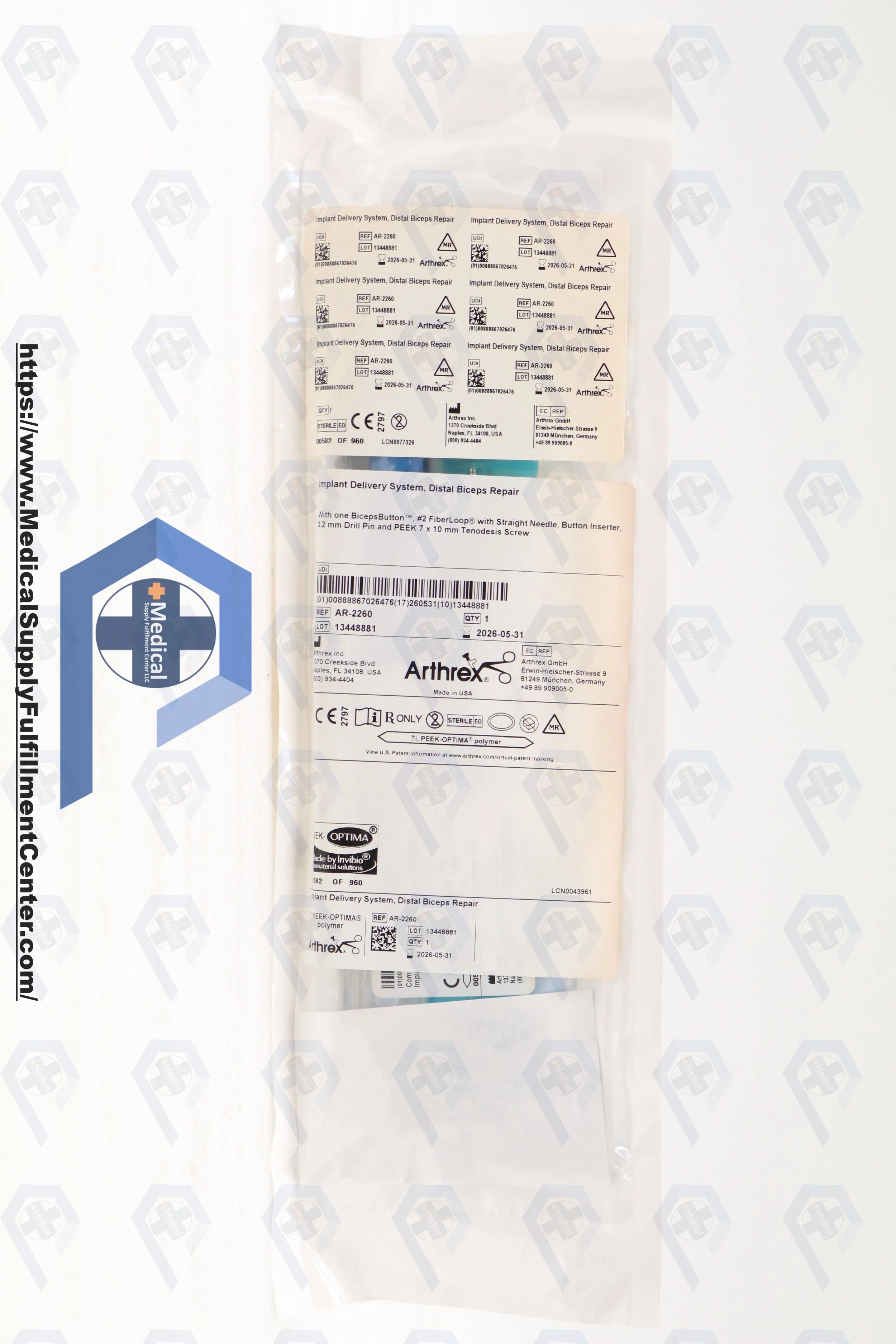 Arthrex | AR-2260 | (NO BOX) Implant Delivery System, Distal Biceps Repair Kit