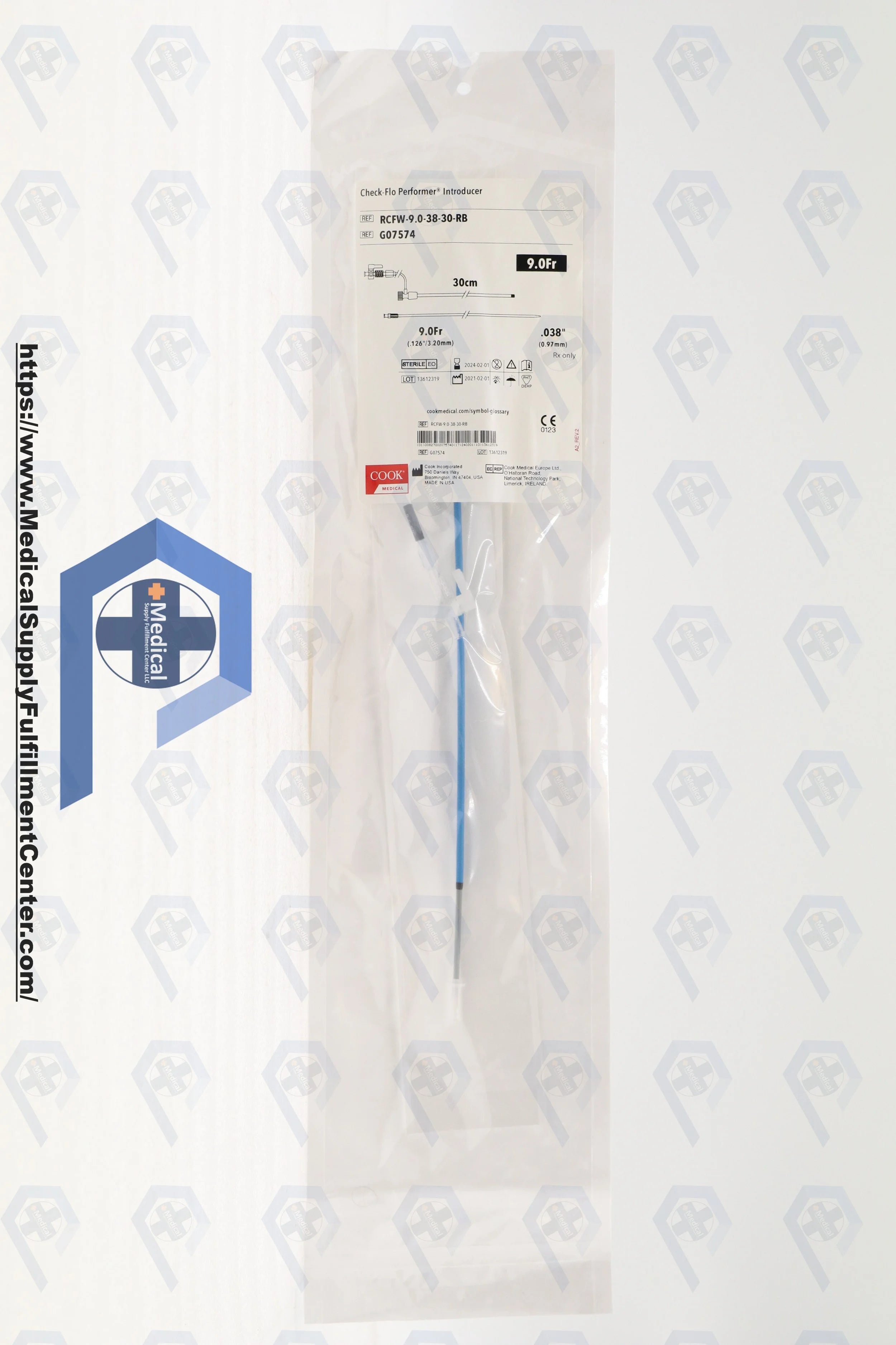 Cook Medical | G07574 | Performer Introducer and Sets - Performer Introducer with Radiopaque Band, 9 Fr, 3 mm Inner Dia., 30 cm Length