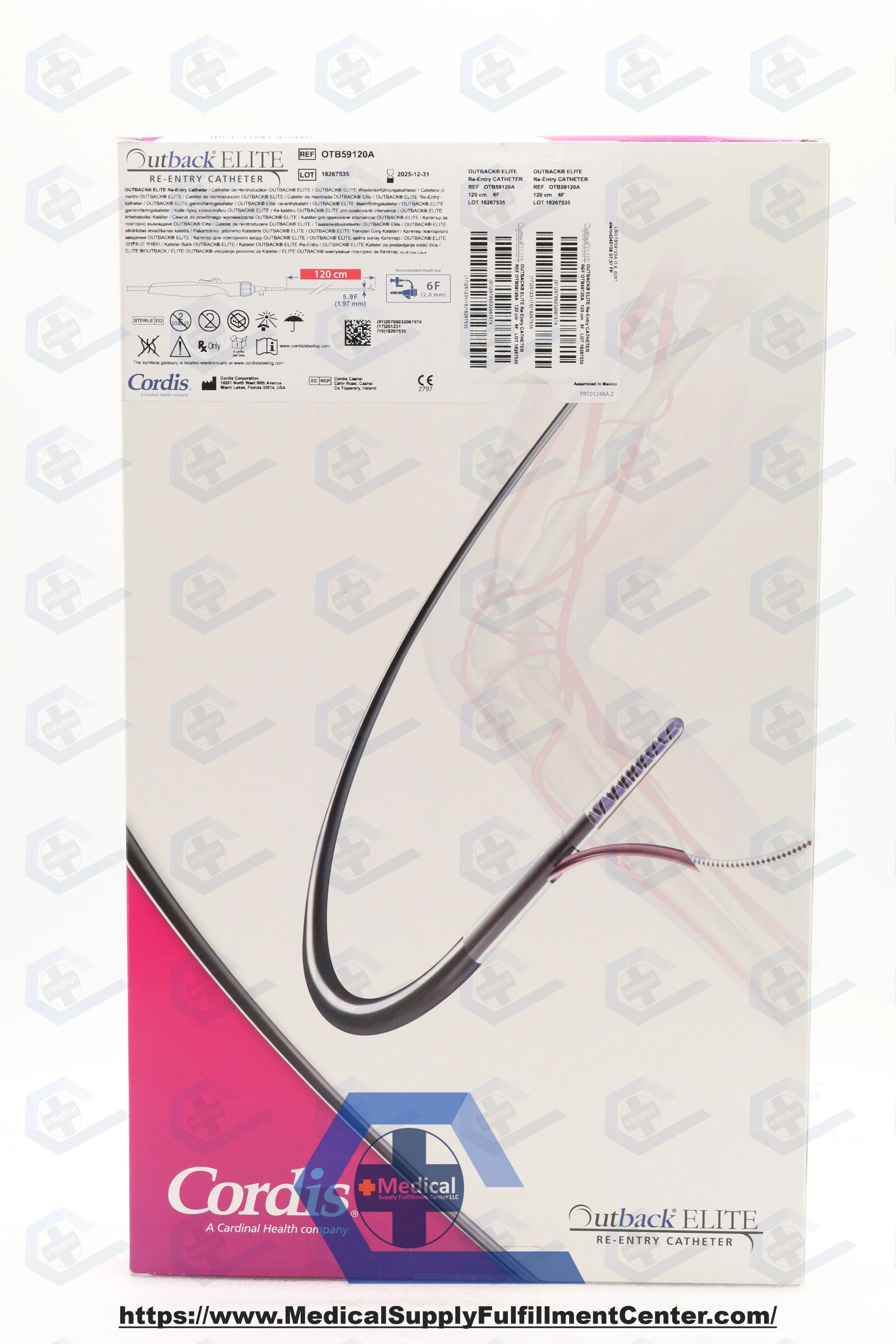 CORDIS | OTB59120A | Elite Re-Entry Catheter, 6 Fr Compatibility Sheath, 120 cm Usable Length, 5.9 Fr Crossing Profile, Sterile, Single-Use