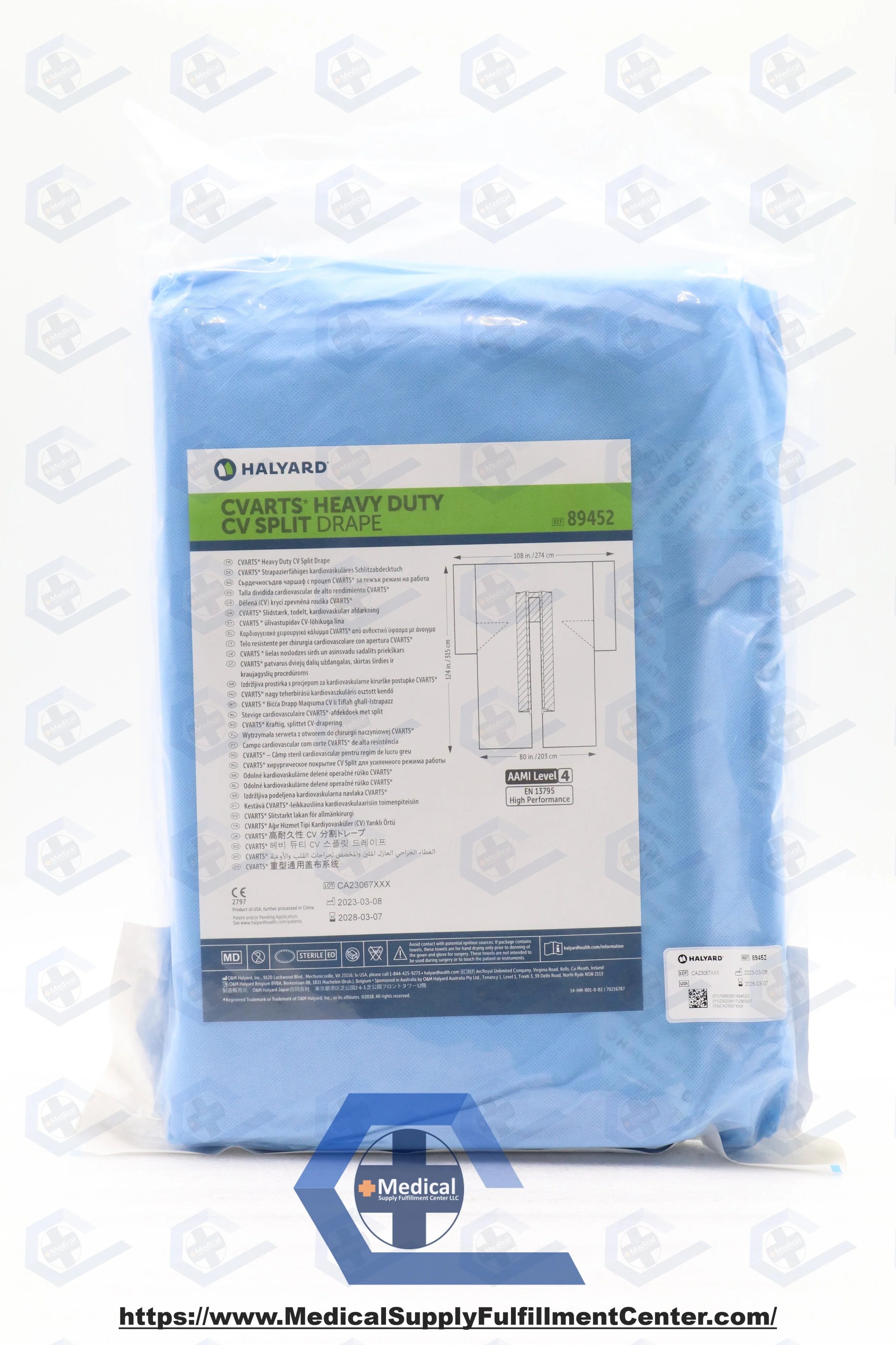 Halyard | 89452 | Health Split Cardio Drapes - Clearview Split Cardio Drape, Sterile, 108" x 80" x 126"