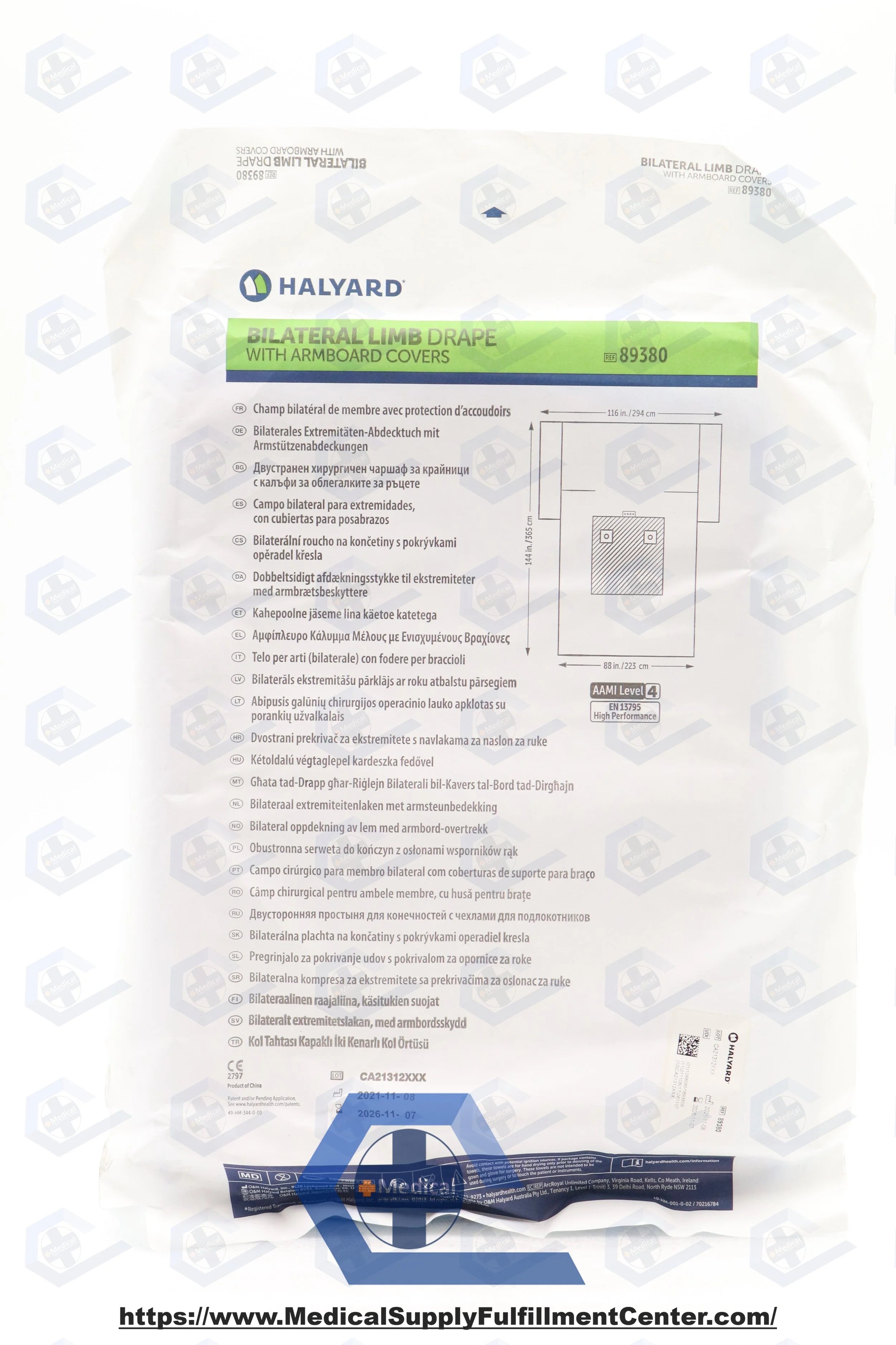 Halyard | 89380 | Healthcare Orthopedic Bilateral Limb Drapes - Bilateral Surgical Drape, Sterile, 116" x 88" x 144"