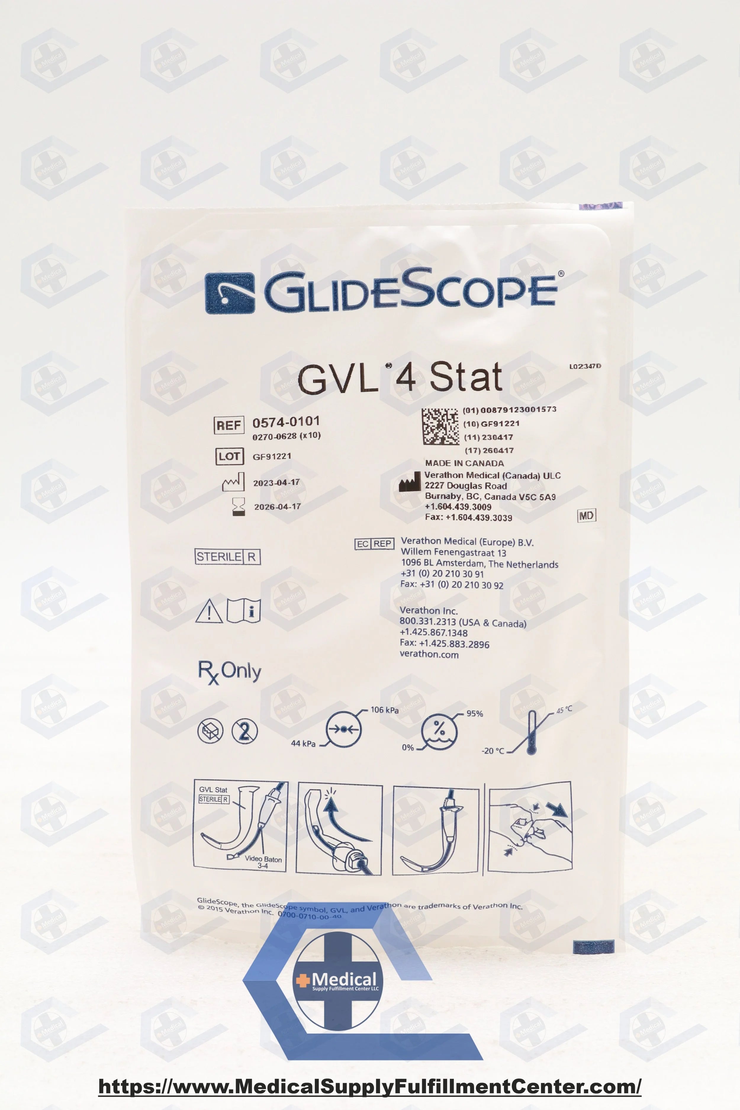 Verathon Medical | 0270-0628 | 0574-0101 GlideScope Video Laryngoscope GVL 4 Stat